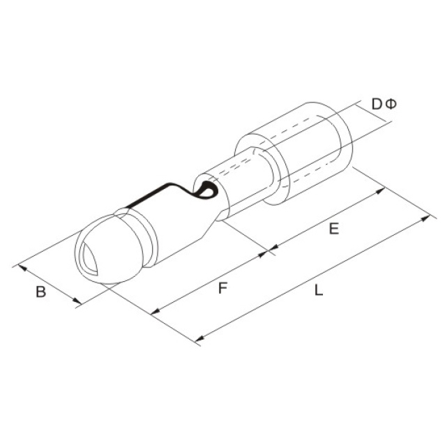 Bullet Connector Male 1,5-2,5mm², 5mm, iso, 25 PCS