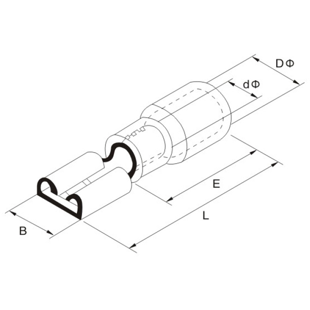 Flachsteckhülse 1,5-2,5mm², 0,8x4,8, teiliso, 25St