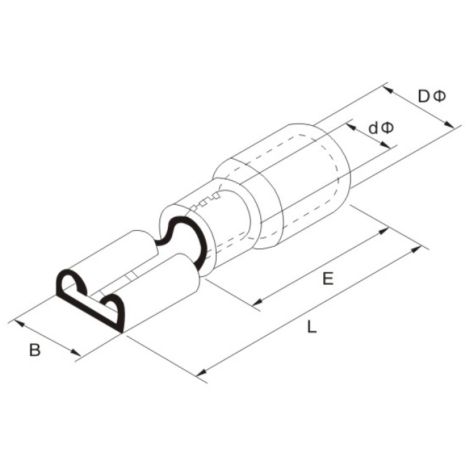 Flachsteckhülse 4,0-6,0mm², 0,8x6,4, teiliso, 25St