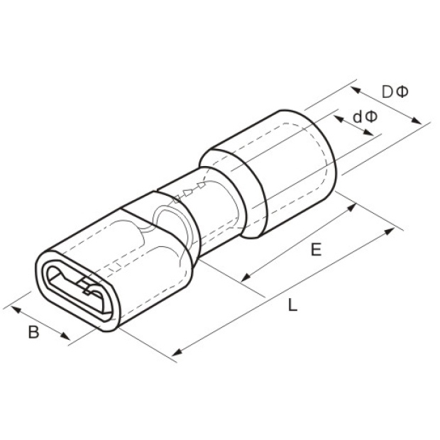 Flachsteckhülse 0,5-1,5mm², 0,8x6,4, iso, 25 Stk