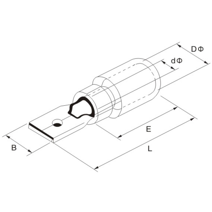 Flachstecker, 4,0-6,0mm², 0,8x6,4, teiliso, 25 Stk