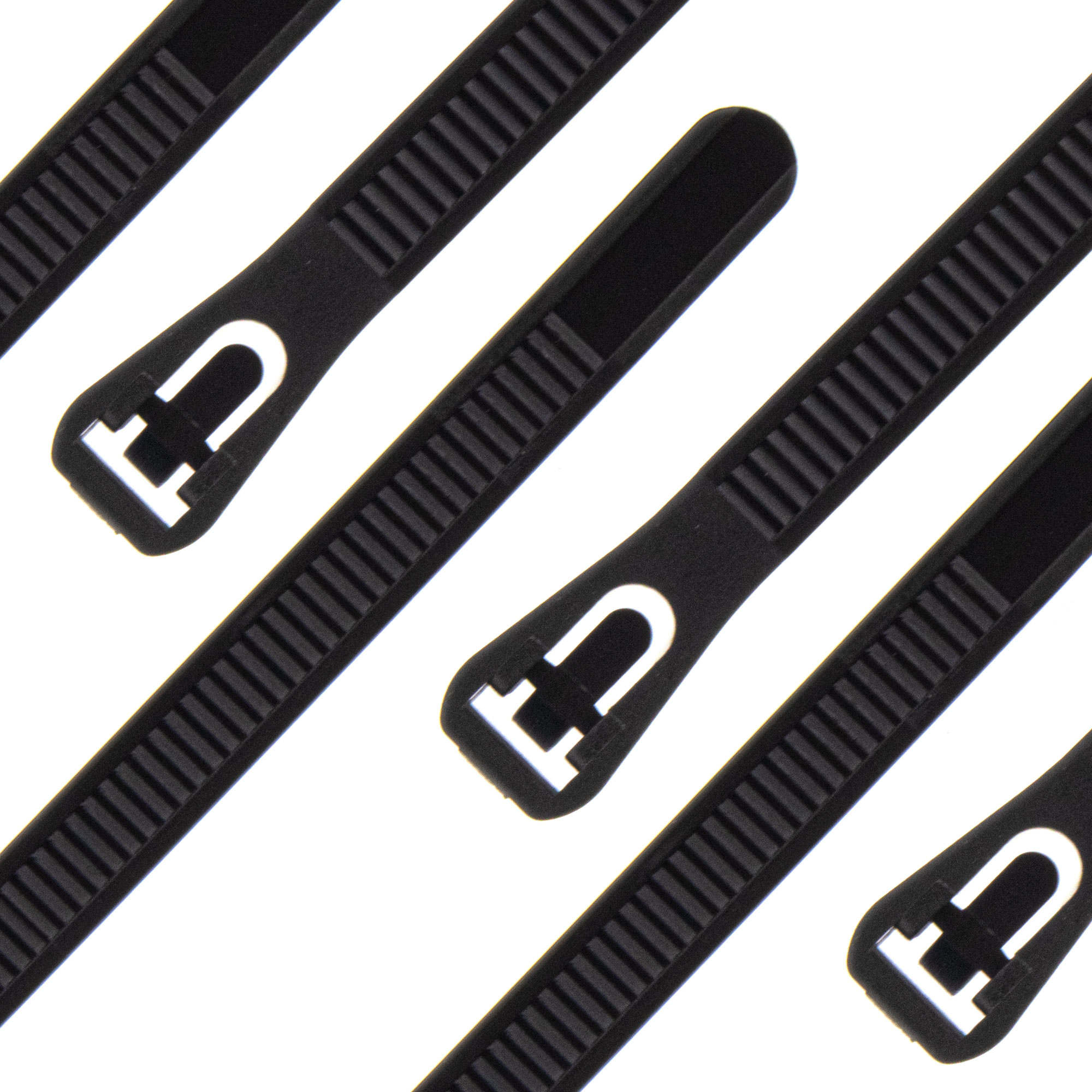 Cable tie re-use-able 300 x 7,6mm, black, 100PCS