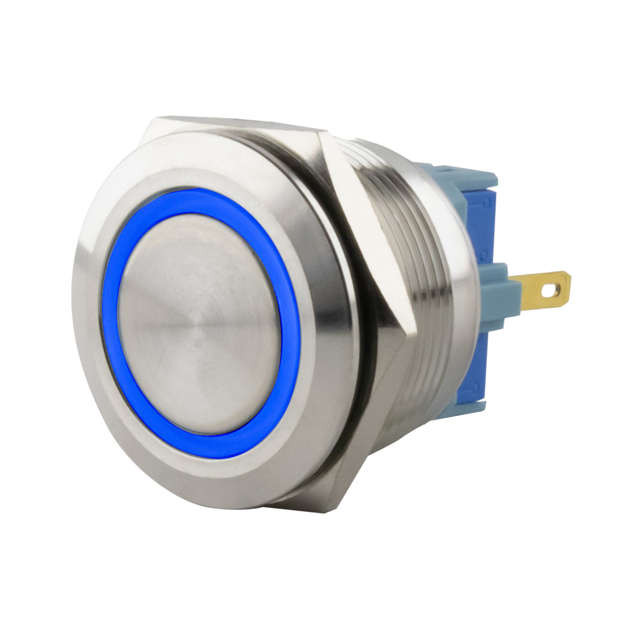 Druckschalter Ø25mm flach LED Ring blau