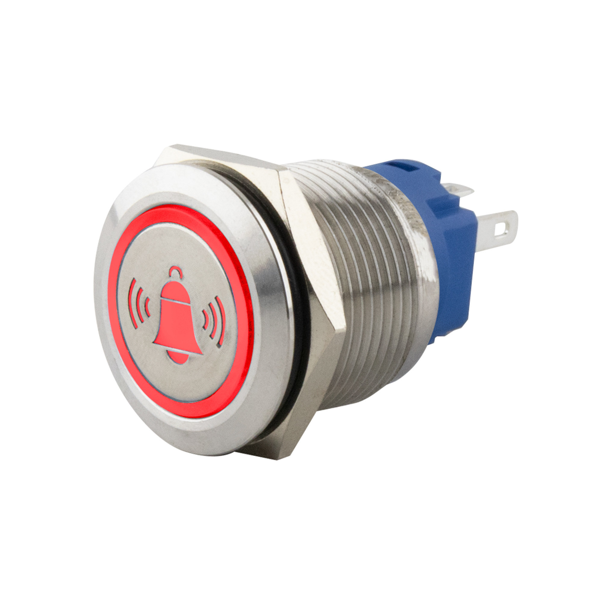 Push-button momentary Ø19mm symbol bell LED red