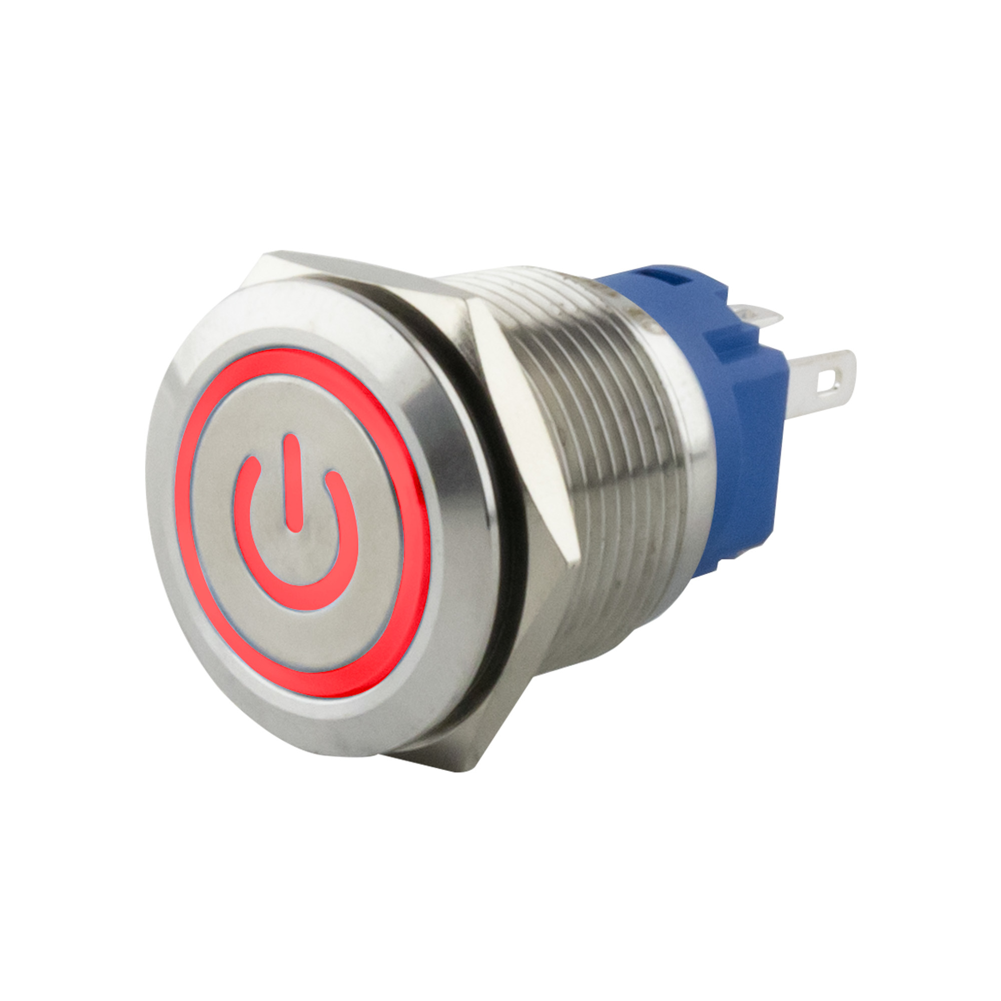 Push-button momentary Ø19mm symbol Power LED red