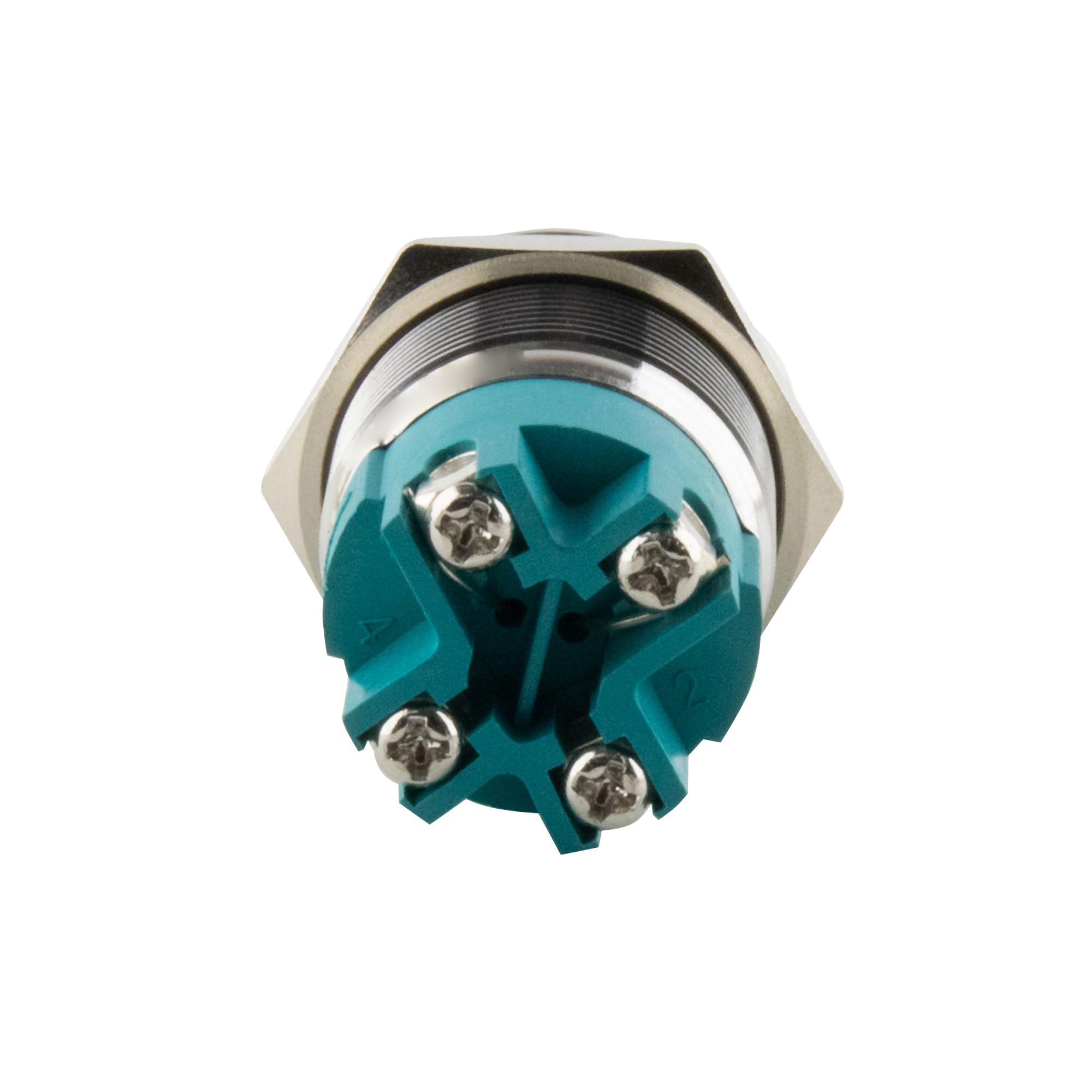Push-button latching Ø22mm flat LED ring green -screw