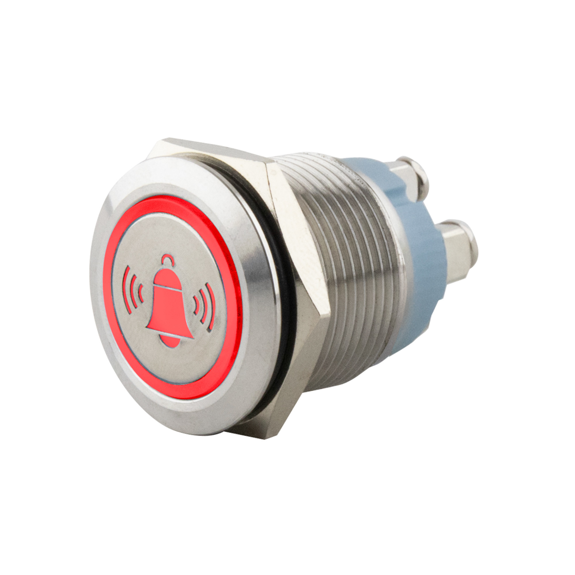 Push-button momentary Ø19mm symbol bell LED red -screw