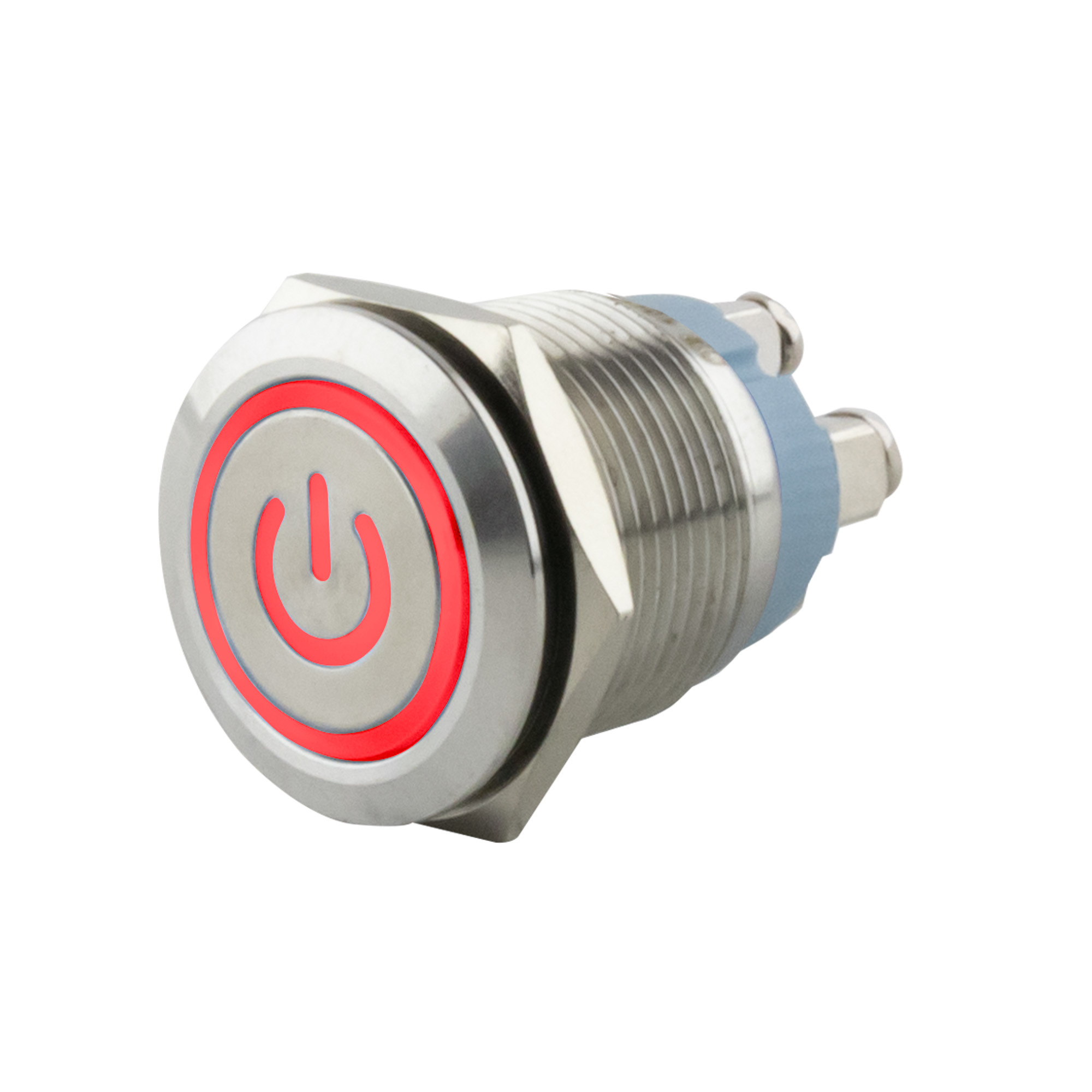 Push-button momentary Ø19mm symbol Power LED red -screw