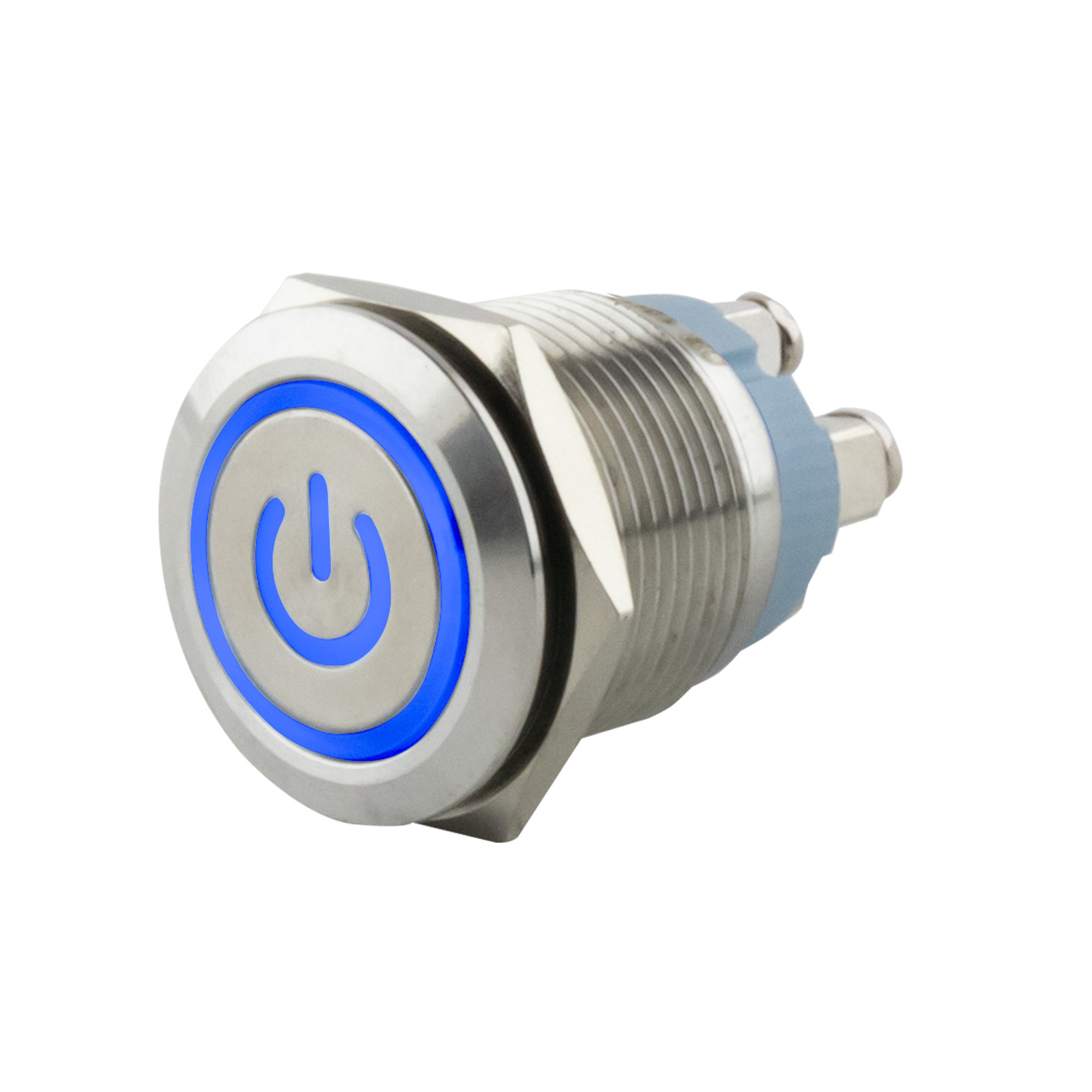 Drucktaster Ø19mm Symbol Power LED blau -screw