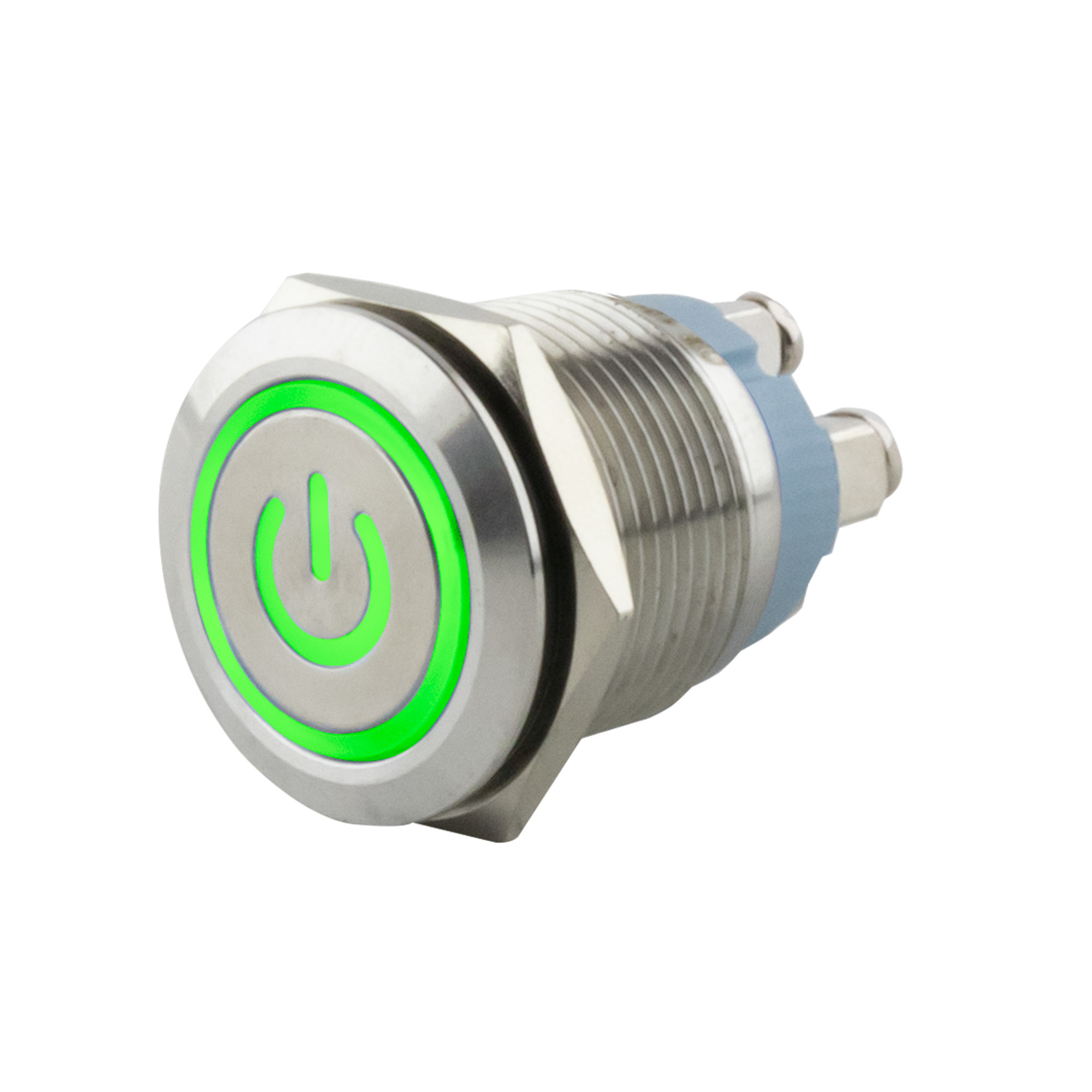 Drucktaster Ø19mm Symbol Power LED grün -screw