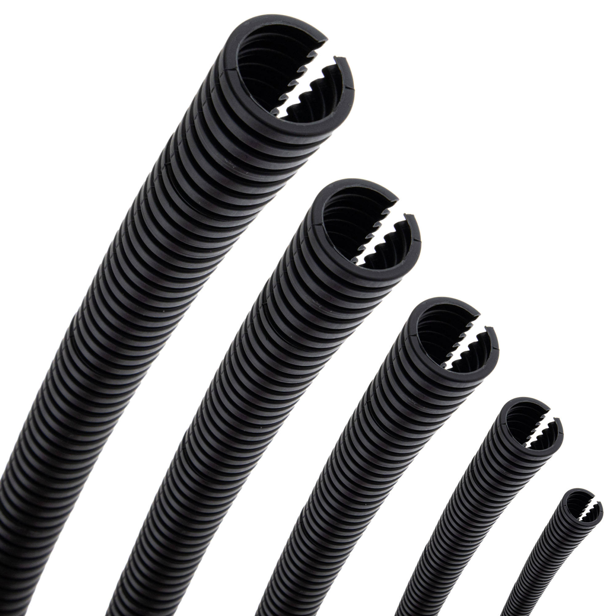 Corrugated hose inner-Ø 4,5mm slit PP 2m black