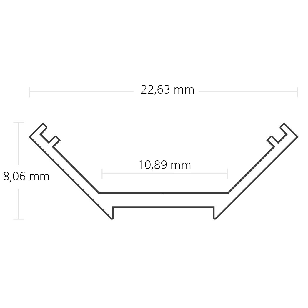 N10 LED Corner Profile, 200cm, Stripe ≤ 10mm