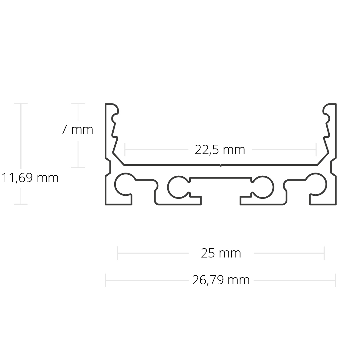 N4 LED Aufbau-Profil , 200cm, Stripe ≤ 24mm