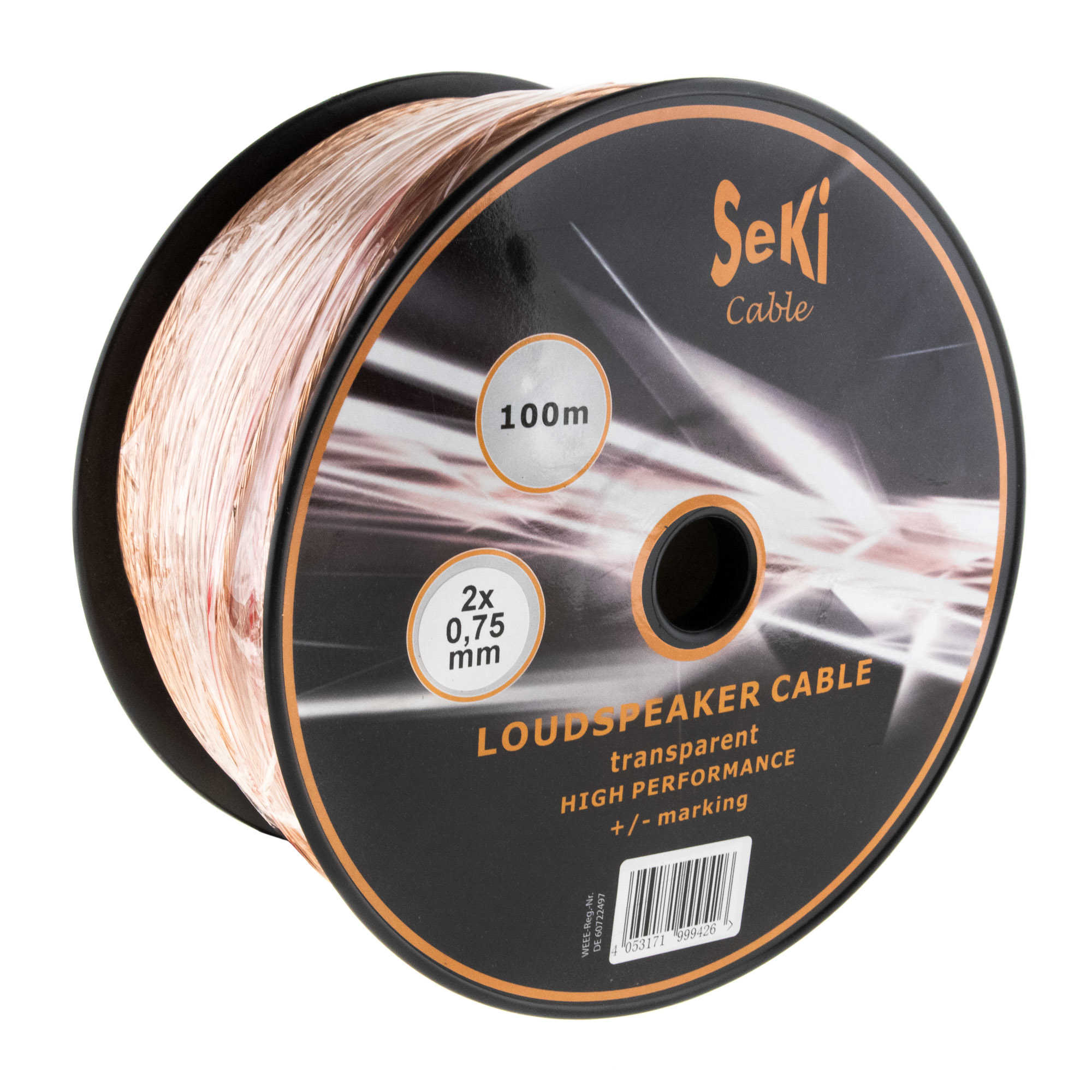 Loudspeaker cable transparent 100m 0.75mm