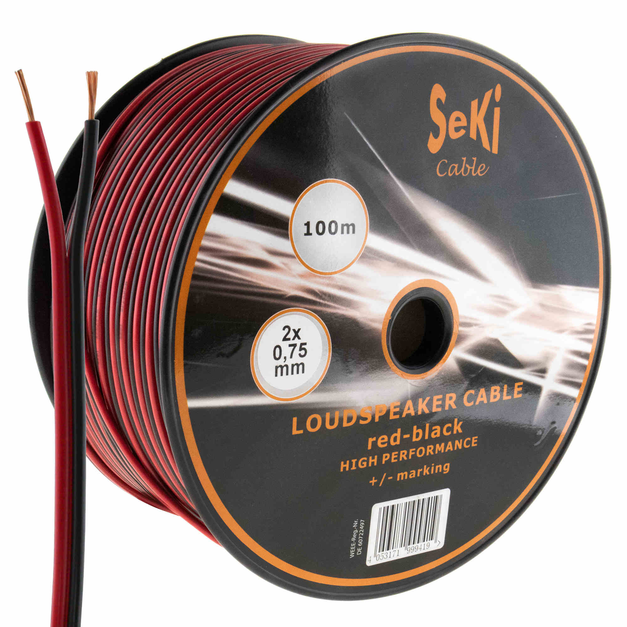 Loudspeaker cable red-black 100m 0.75mm