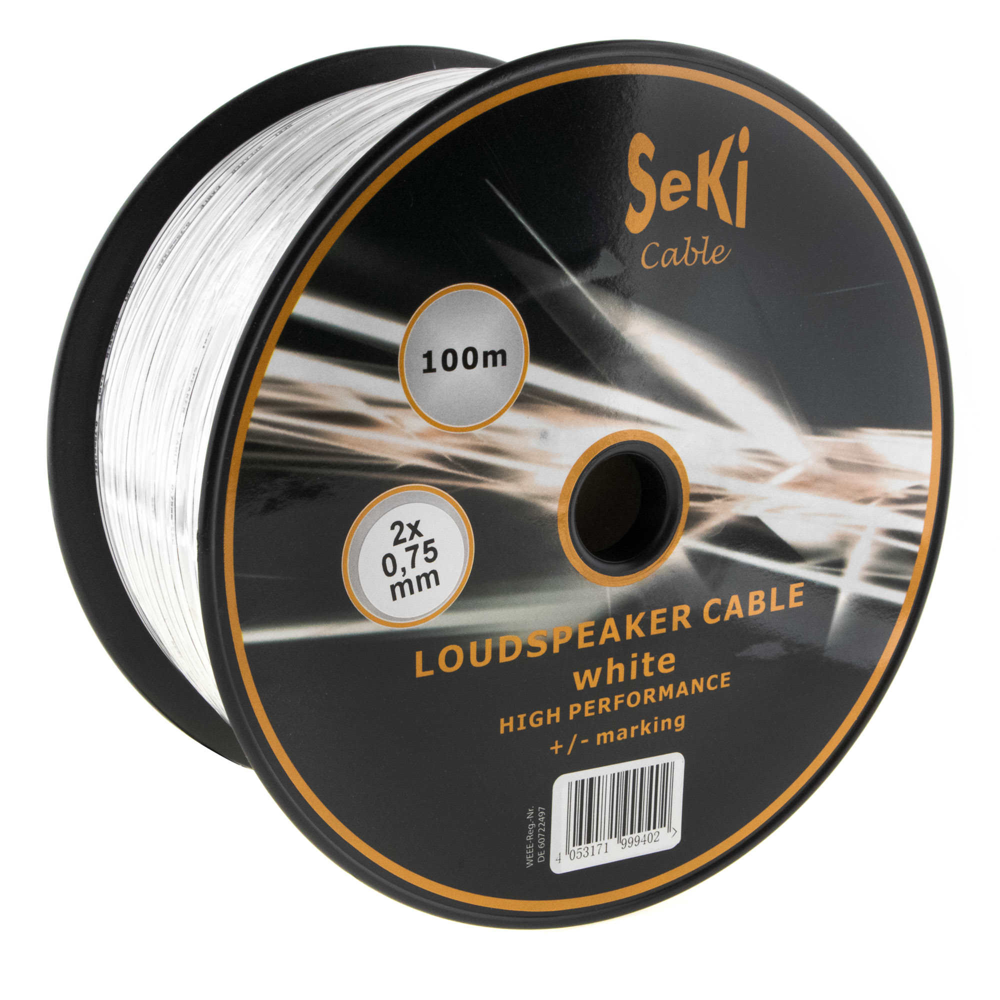 Loudspeaker cable white 100m 0.75mm