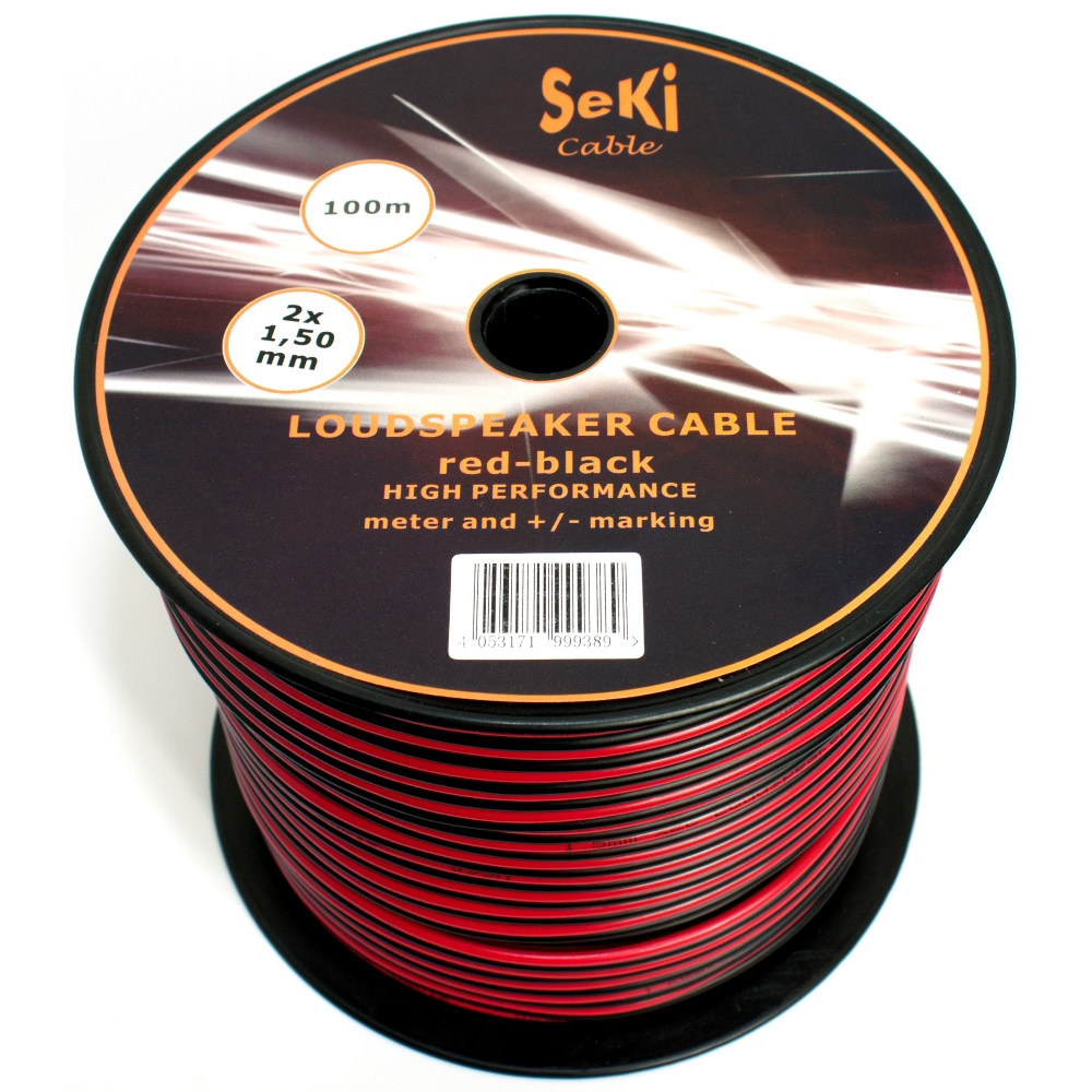 Loudspeaker cable red/black 100m 1.50mm