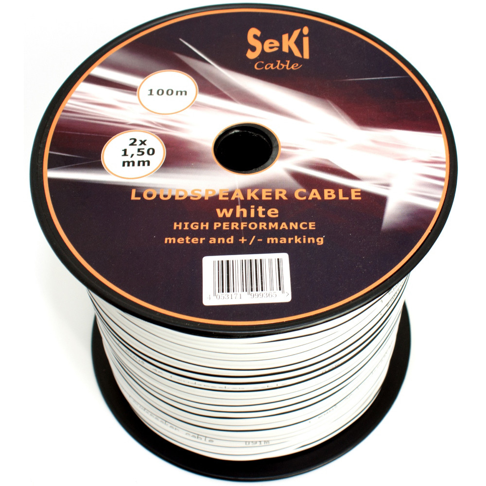 Loudspeaker cable white 100m 1.50mm