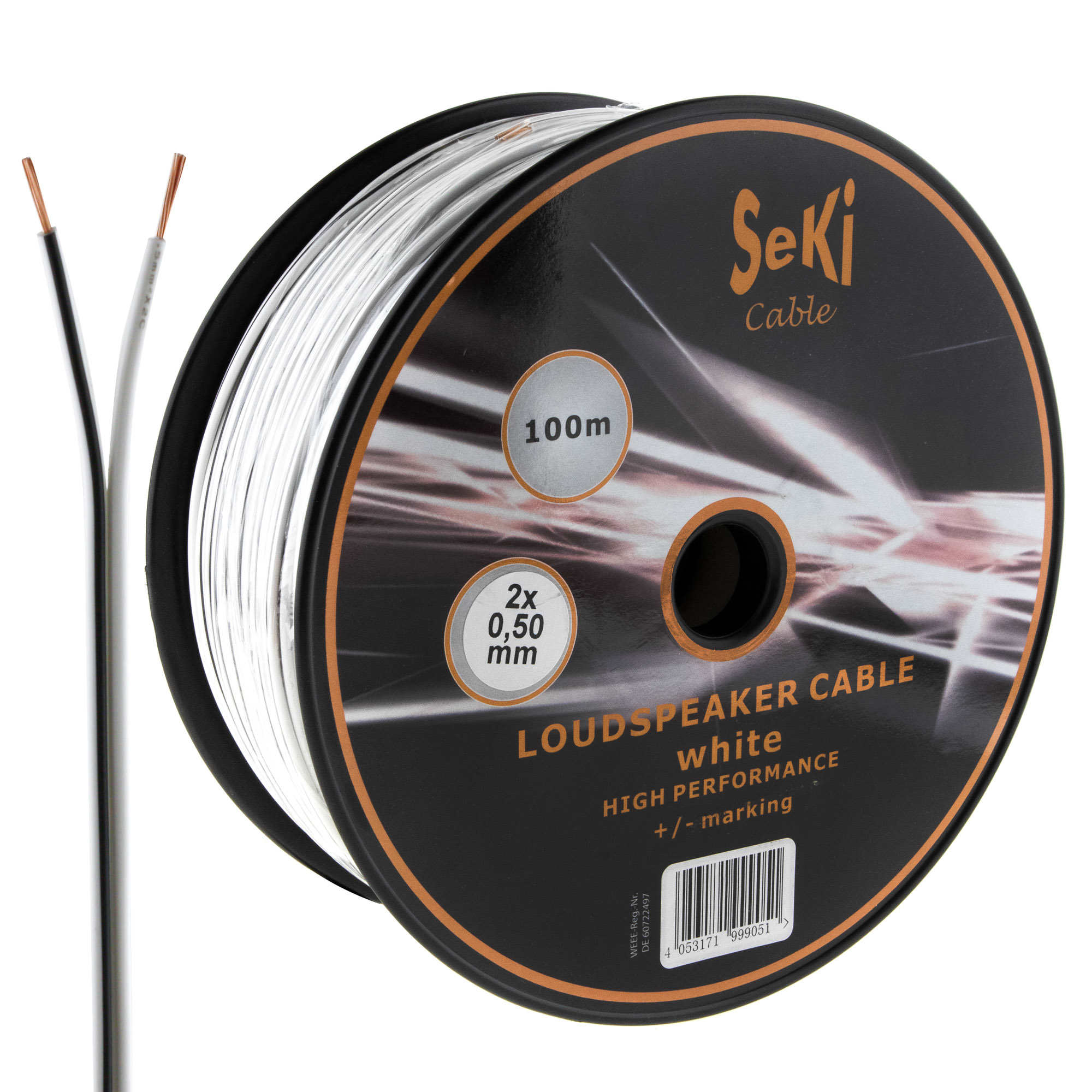 Loudspeaker cable white 100m 0.50mm