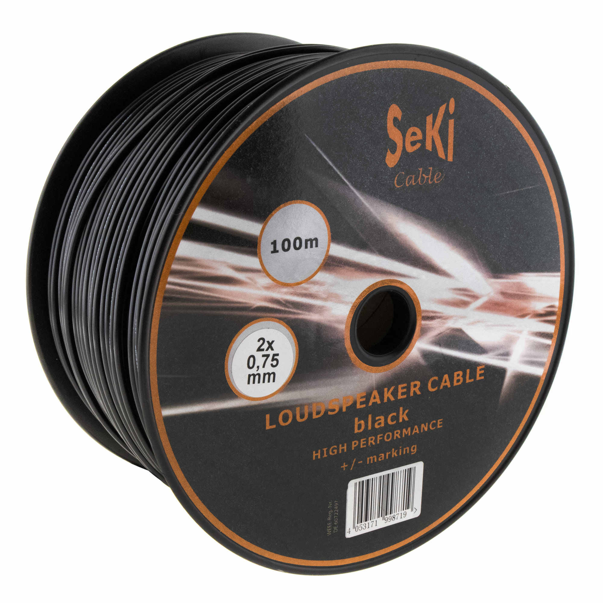 Loudspeaker cable black 100m 0.75mm