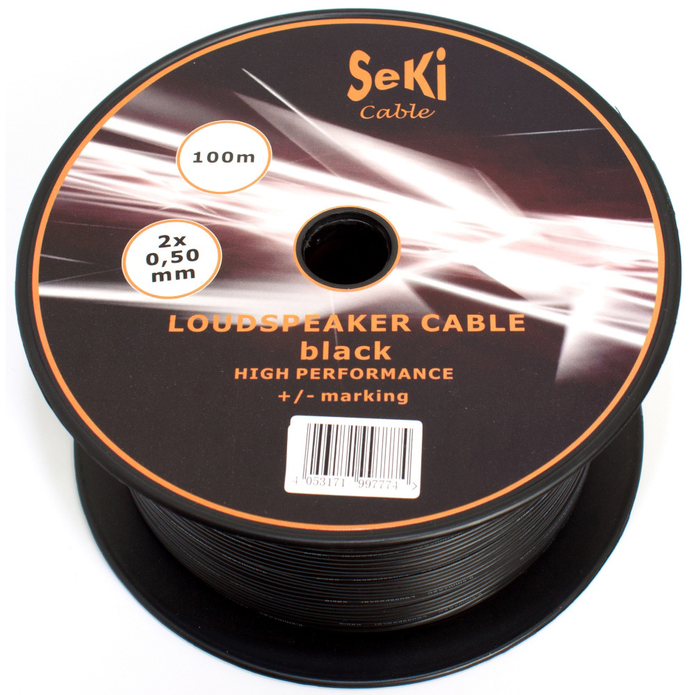 Loudspeaker cable black 100m 0.50mm