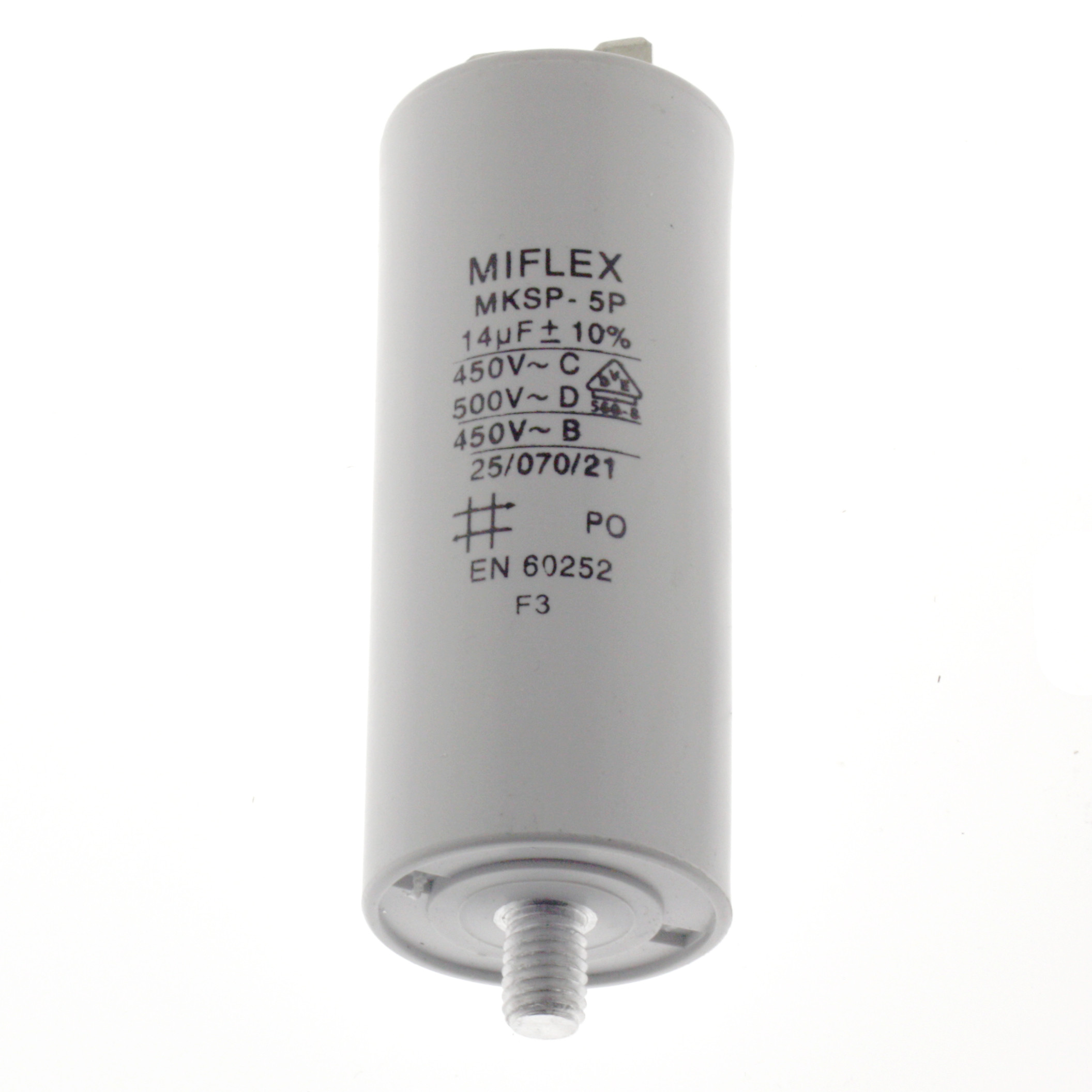 Motor Capacitor 14uF-450V, 35x83mm, flat connection