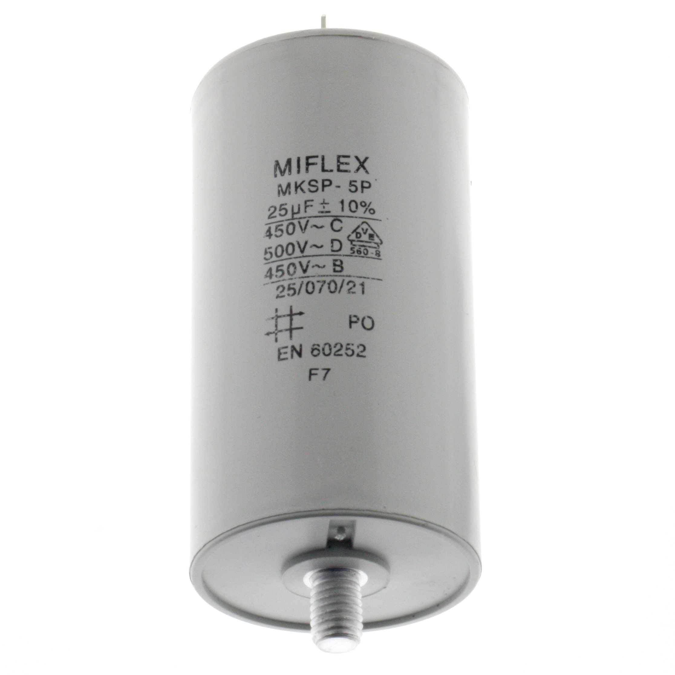 Motor Capacitor 25uF-450V, 45x83mm, flat connection