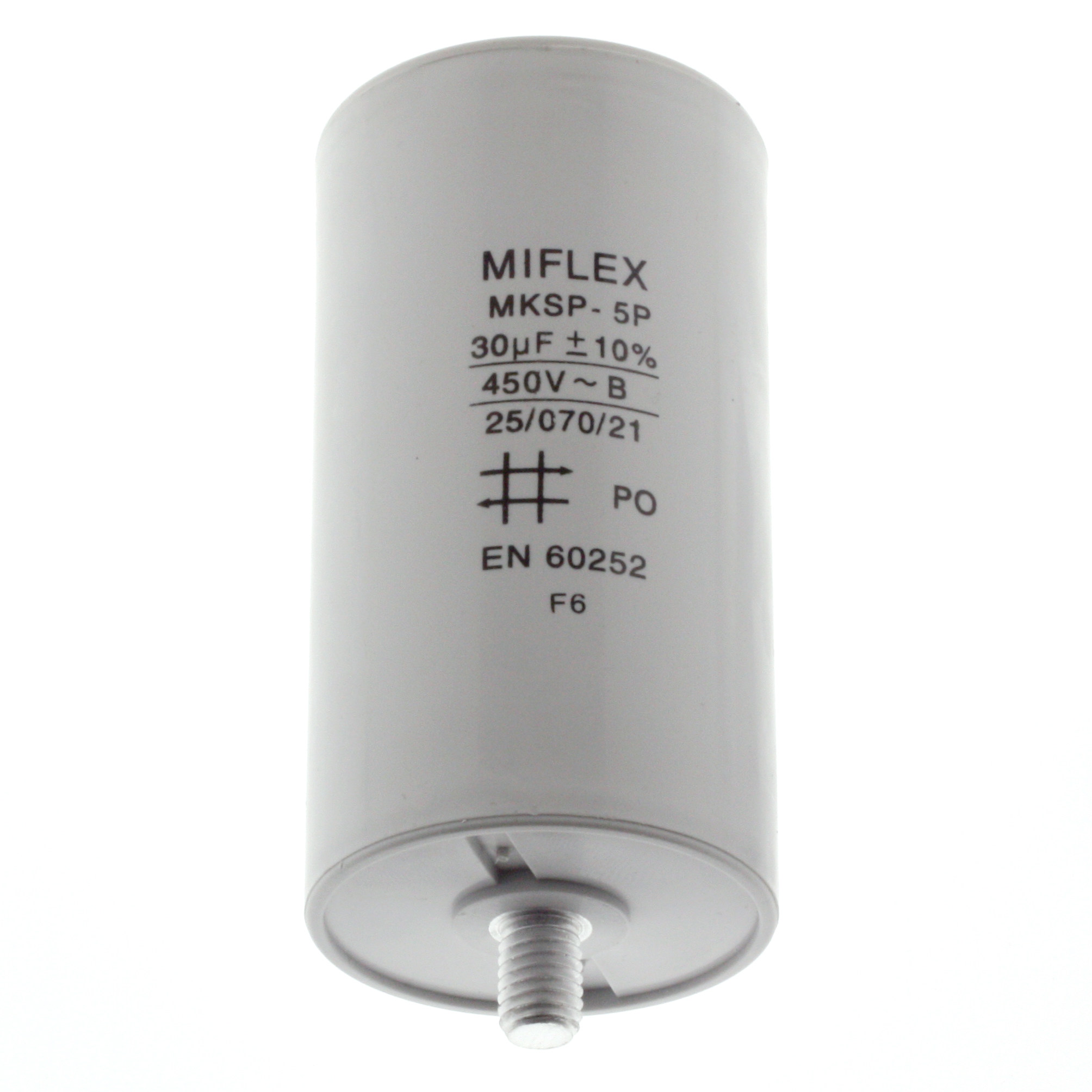 Motor Capacitor 30uF-450V, 45x83mm, flat connection