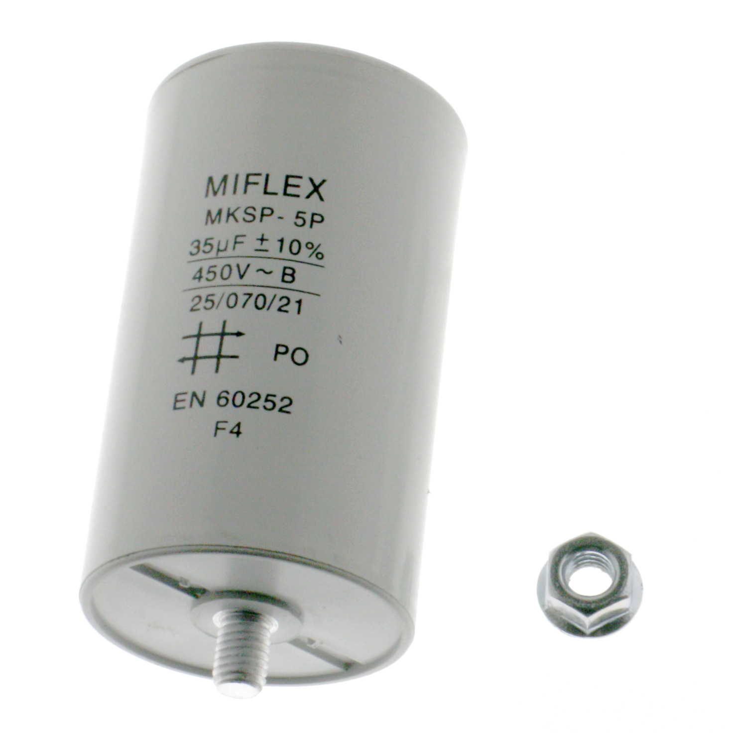 Motor Capacitor 35uF-450V, 50x83mm, flat connection