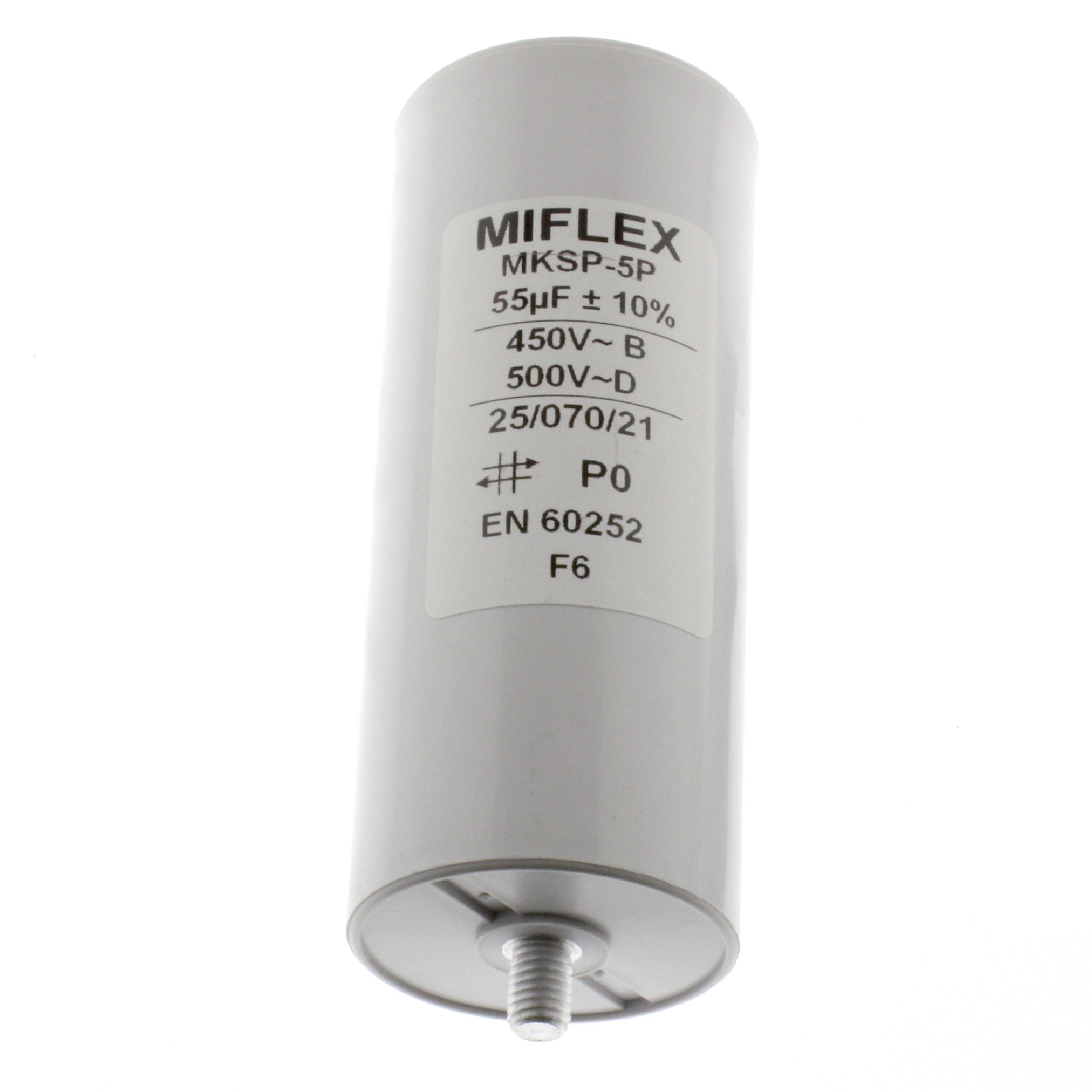 Motor Capacitor 55uF-450V, 50x119mm, flat connection