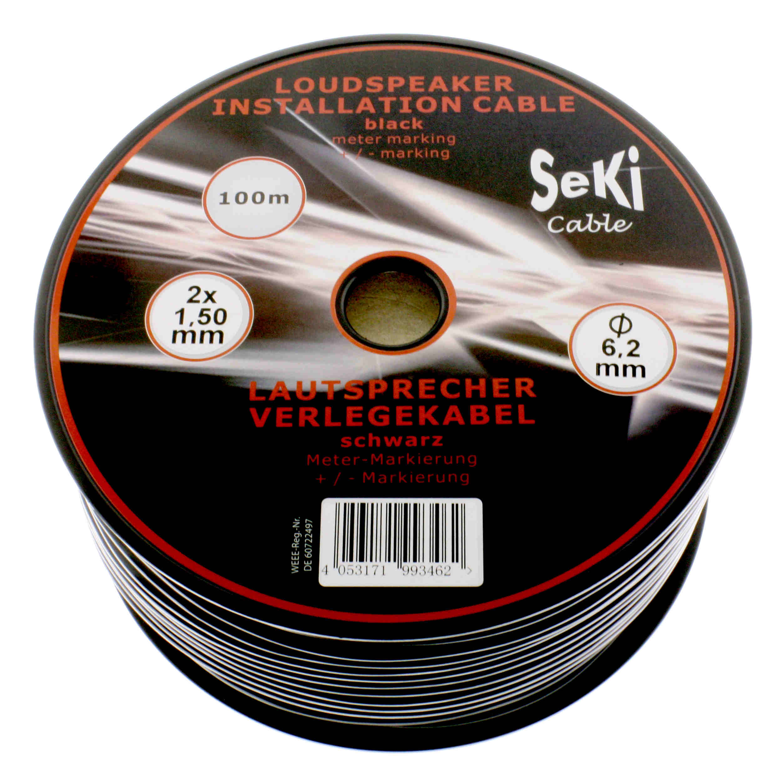 Loudspeaker cable ROUND 1,50mm, CCA, 100M, black