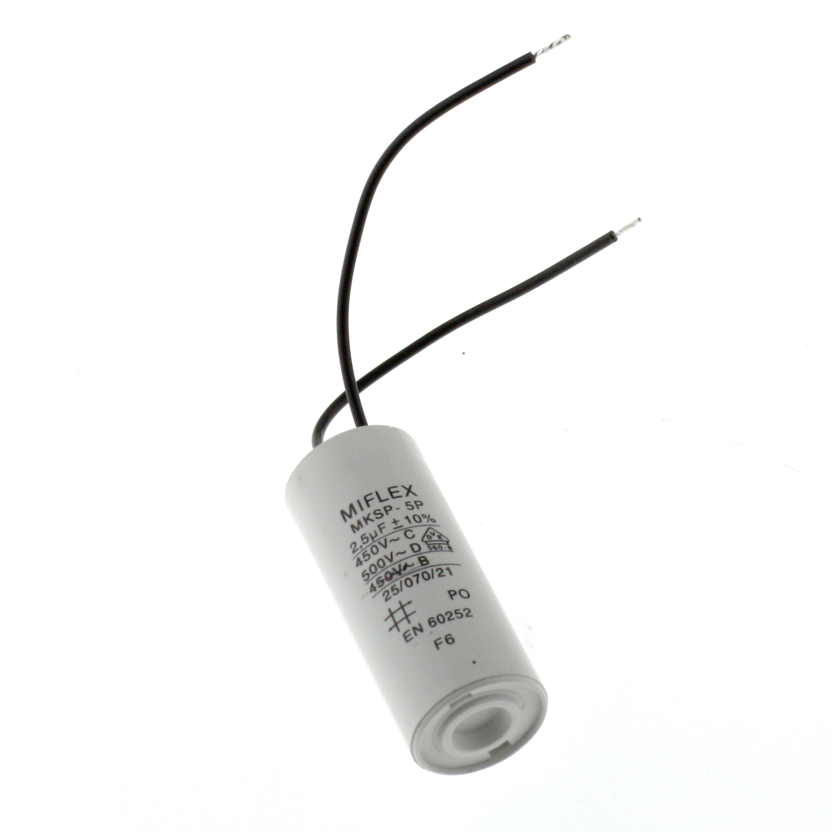 Motor Capacitor 2,5uF-450V, 25x51mm, cable connection