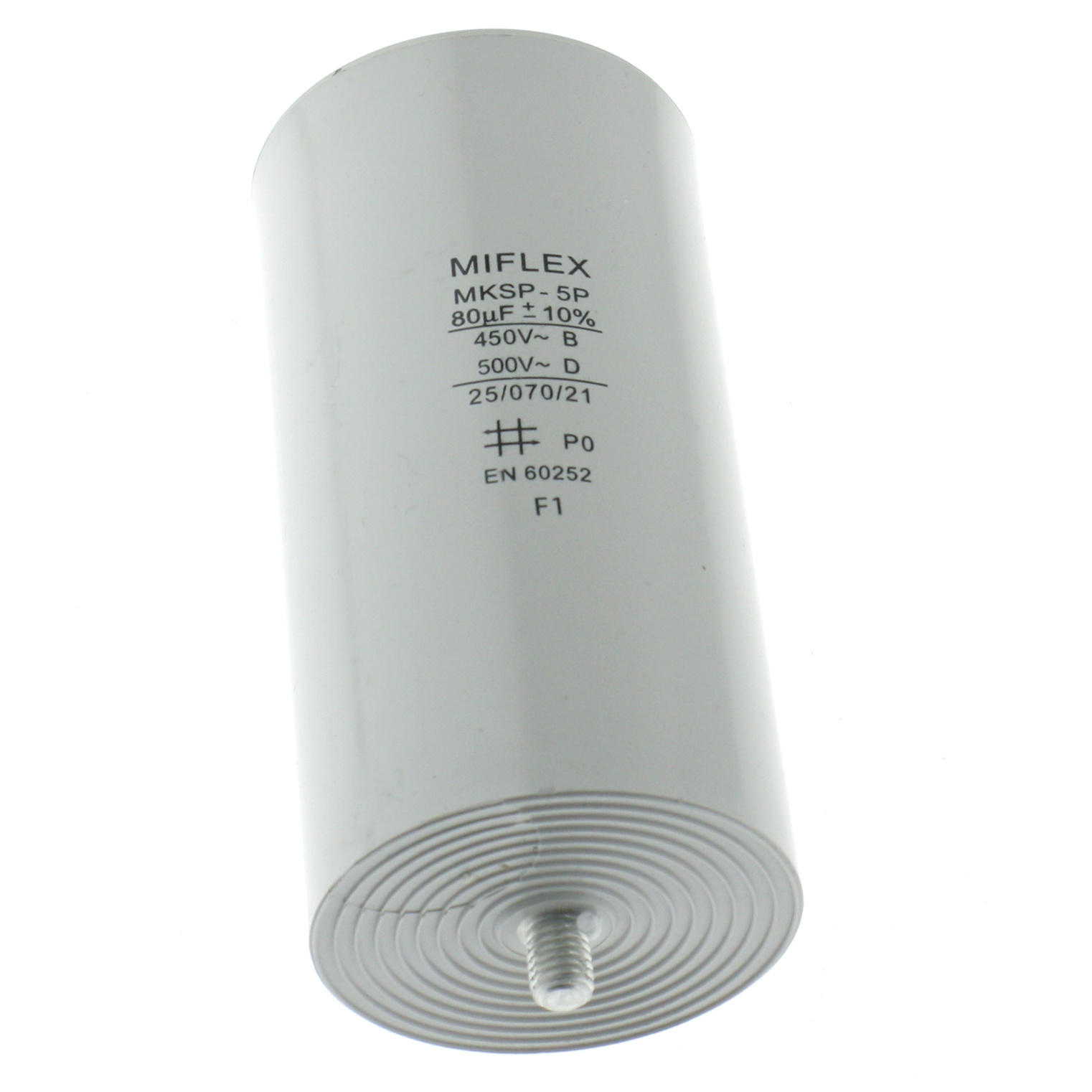 Motor Capacitor 80uF-450V, 60x119mm, flat connection
