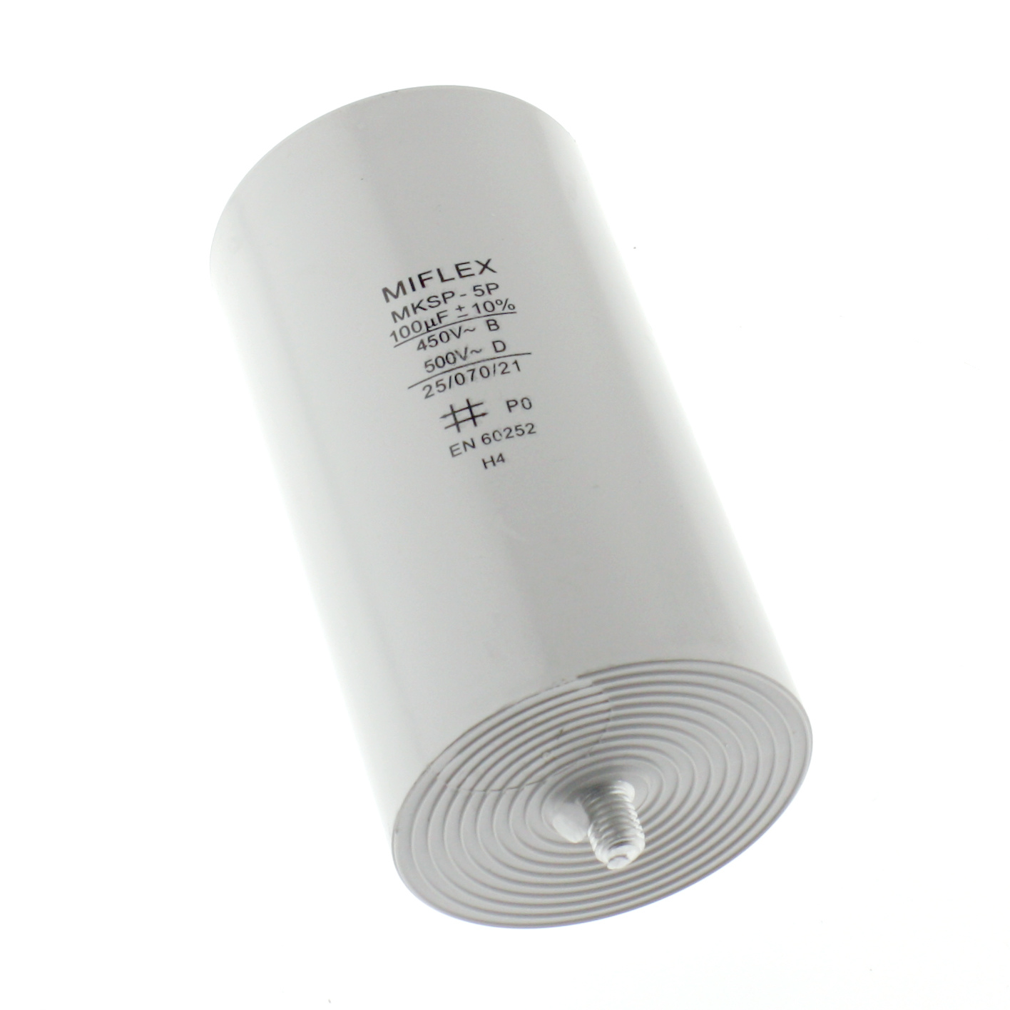 Motor Capacitor 100uF-450V, 65x119mm, flat connection