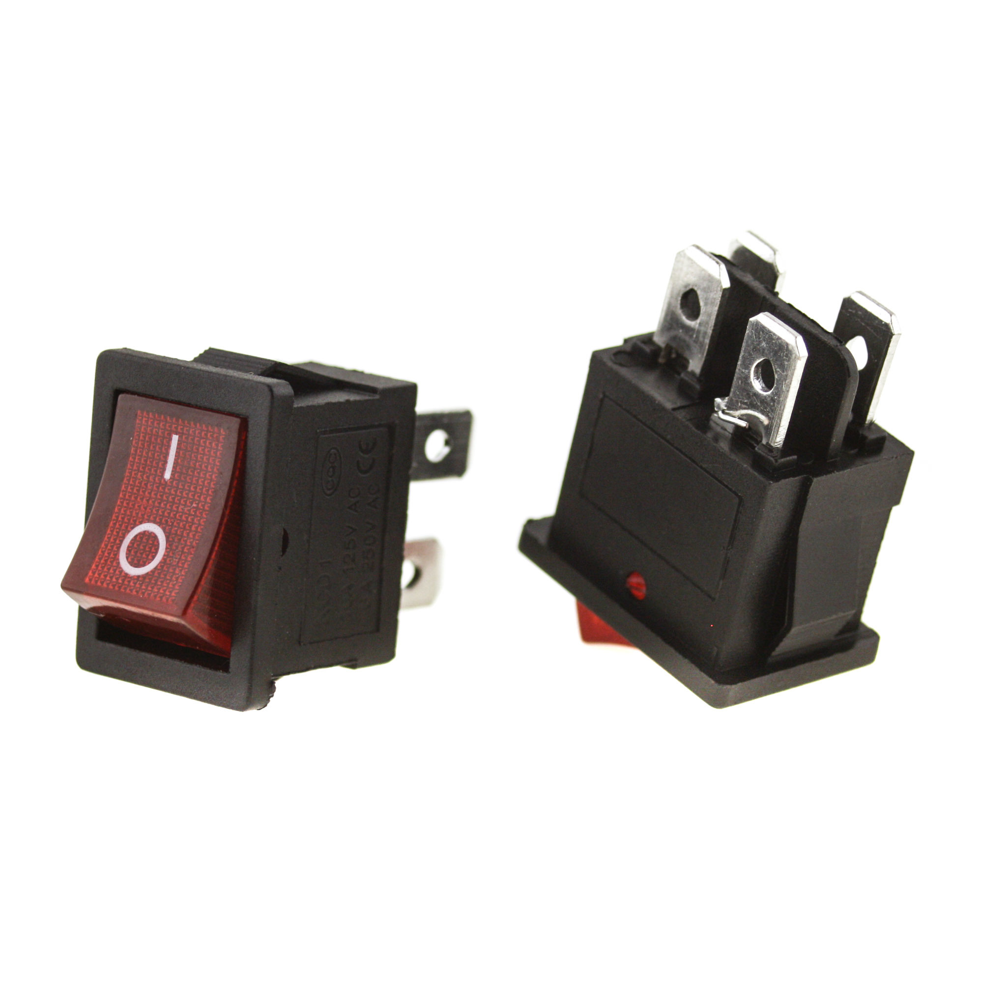 Switch I-0 250V 3A, 21x15mm, red