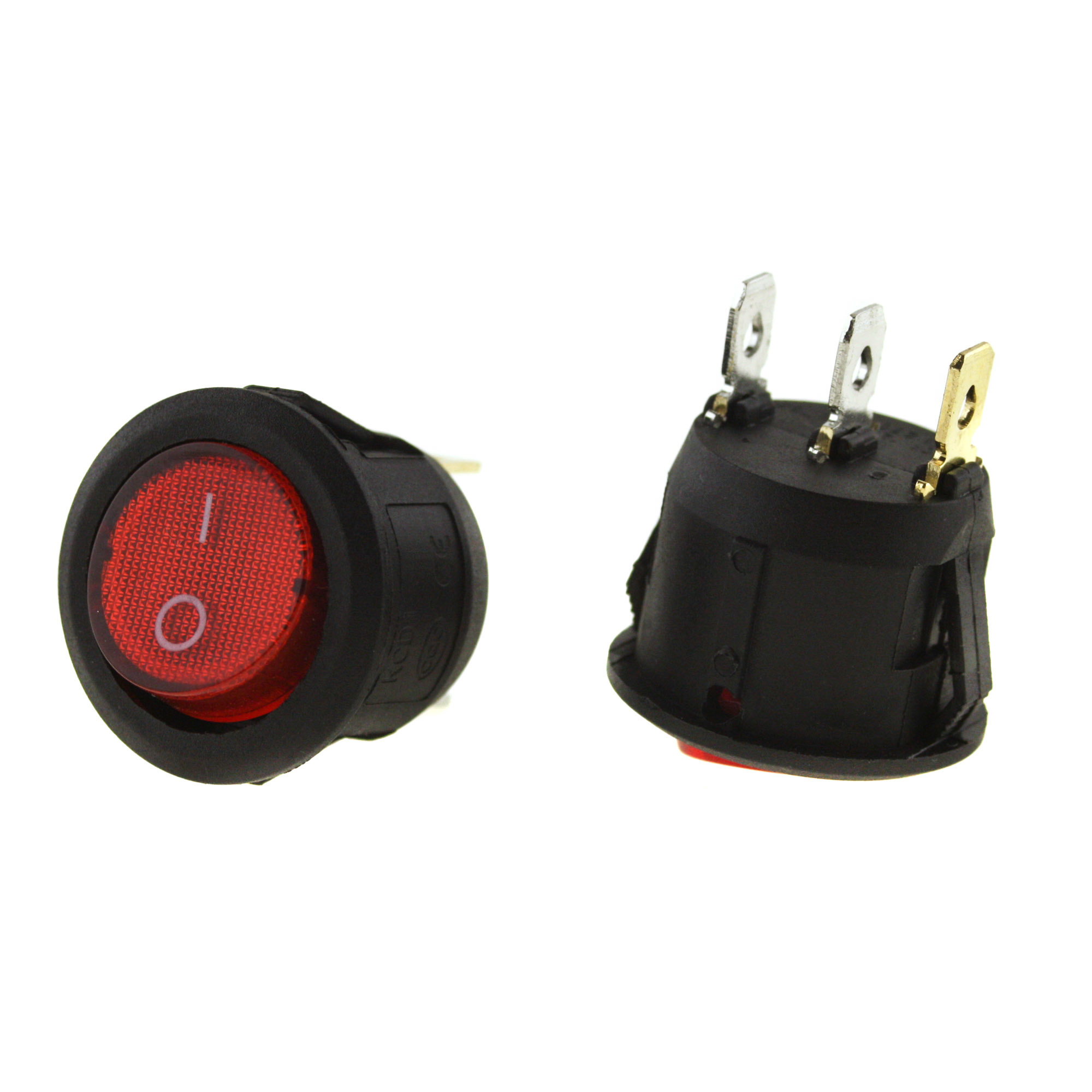 Switch I-0 250V 6A, 23mm, round, red