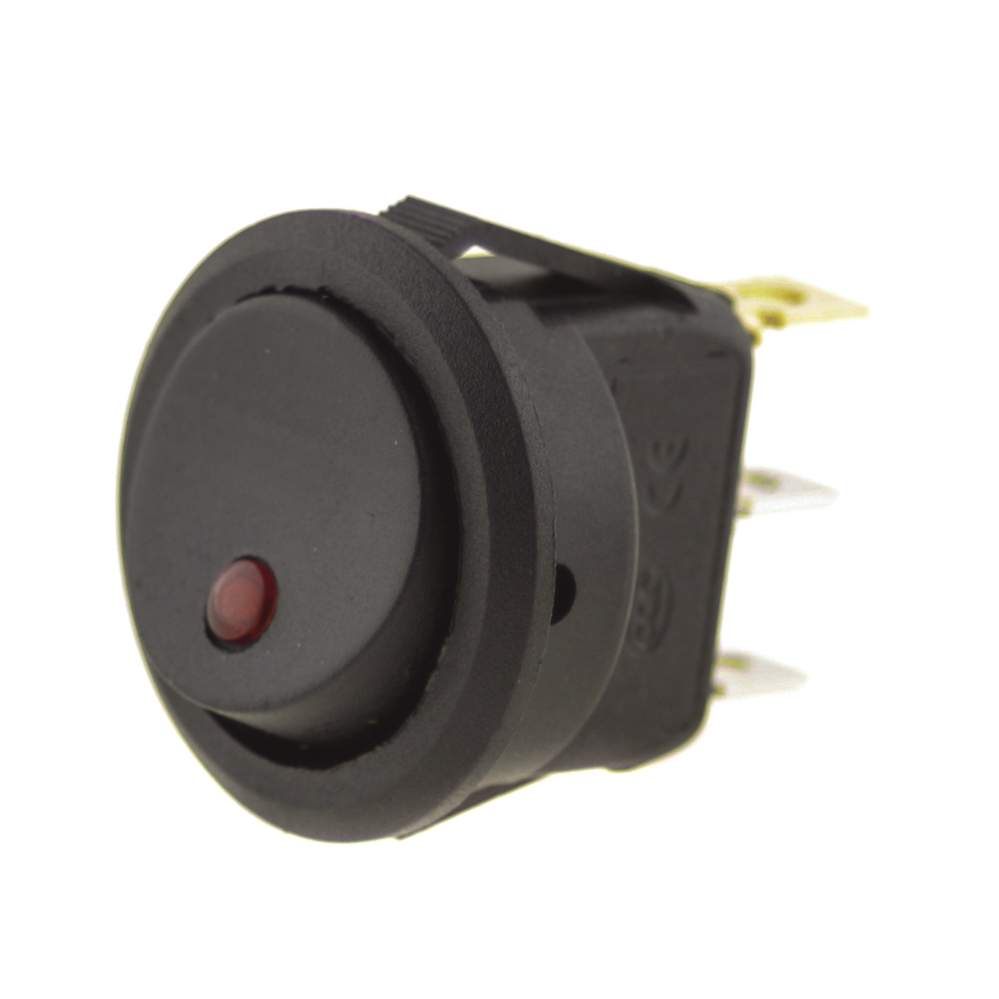 Switch I-0 12V 16A, 23mm, round, red