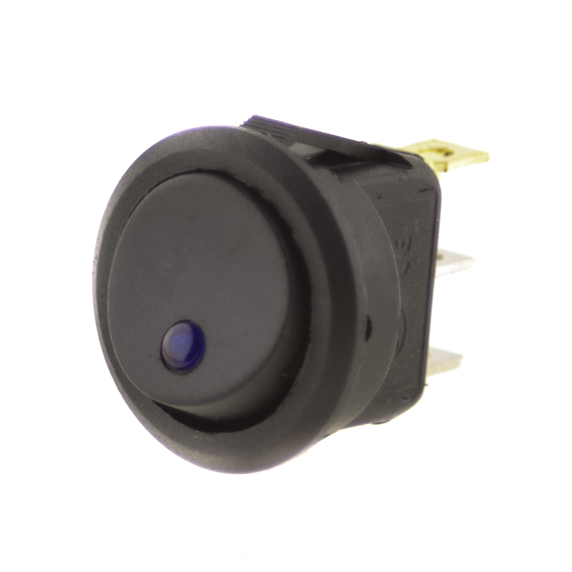 Switch I-0 12V 16A, 23mm, round, blue
