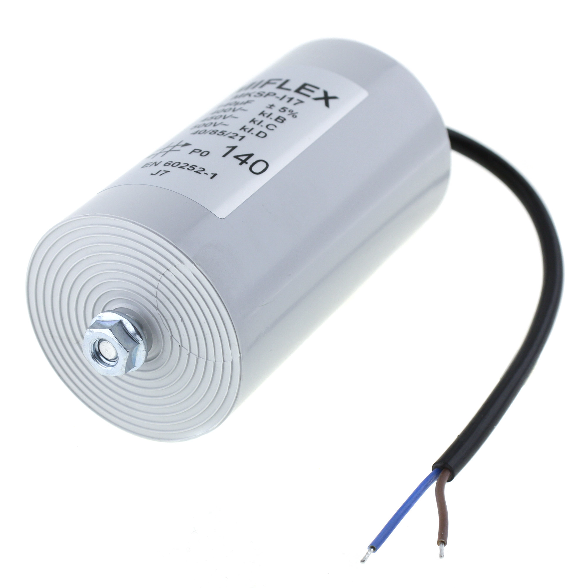 Motor Capacitor 140uF-400V, 65x119mm, cable connection