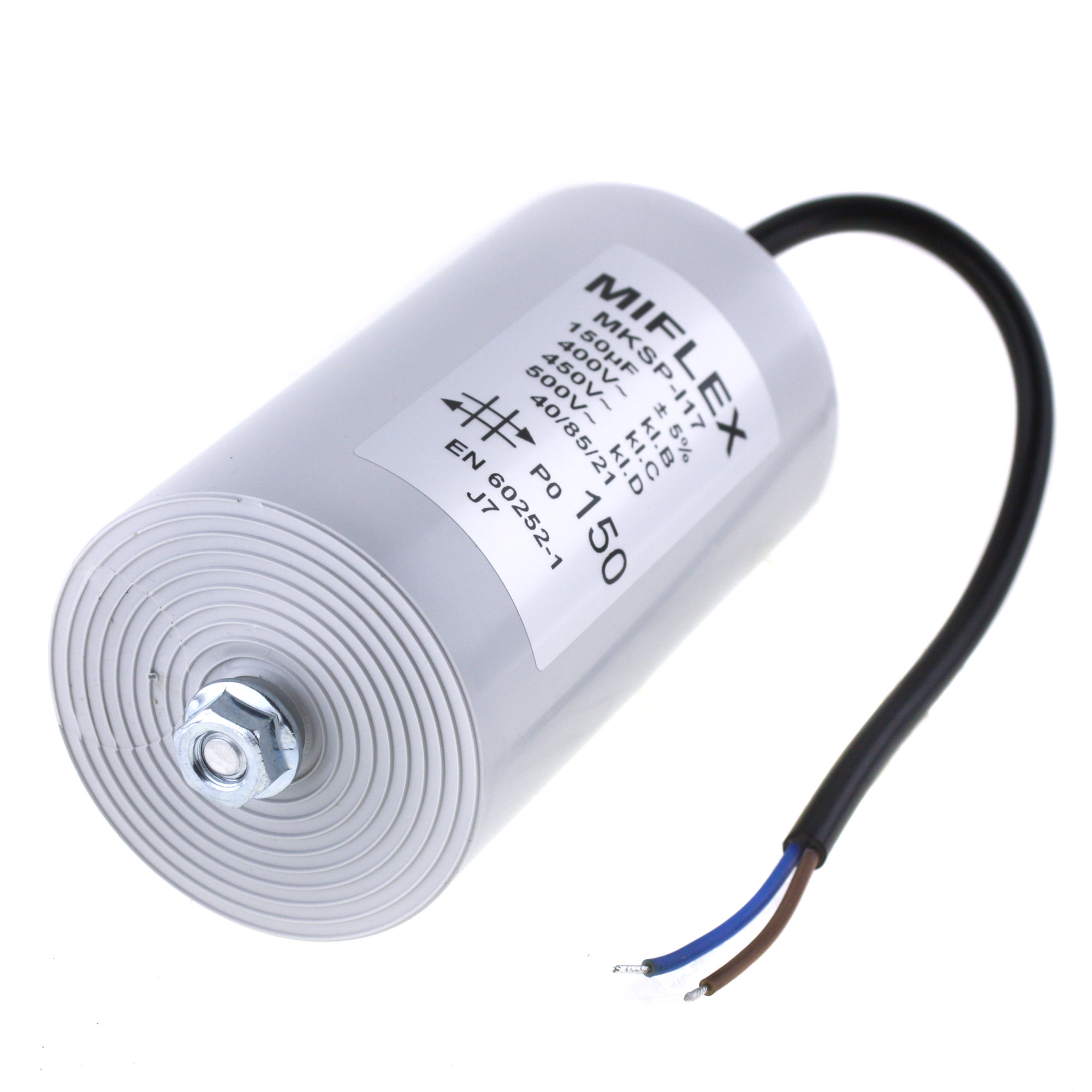 Motor Capacitor 150uF-400V, 65x119mm, cable connection