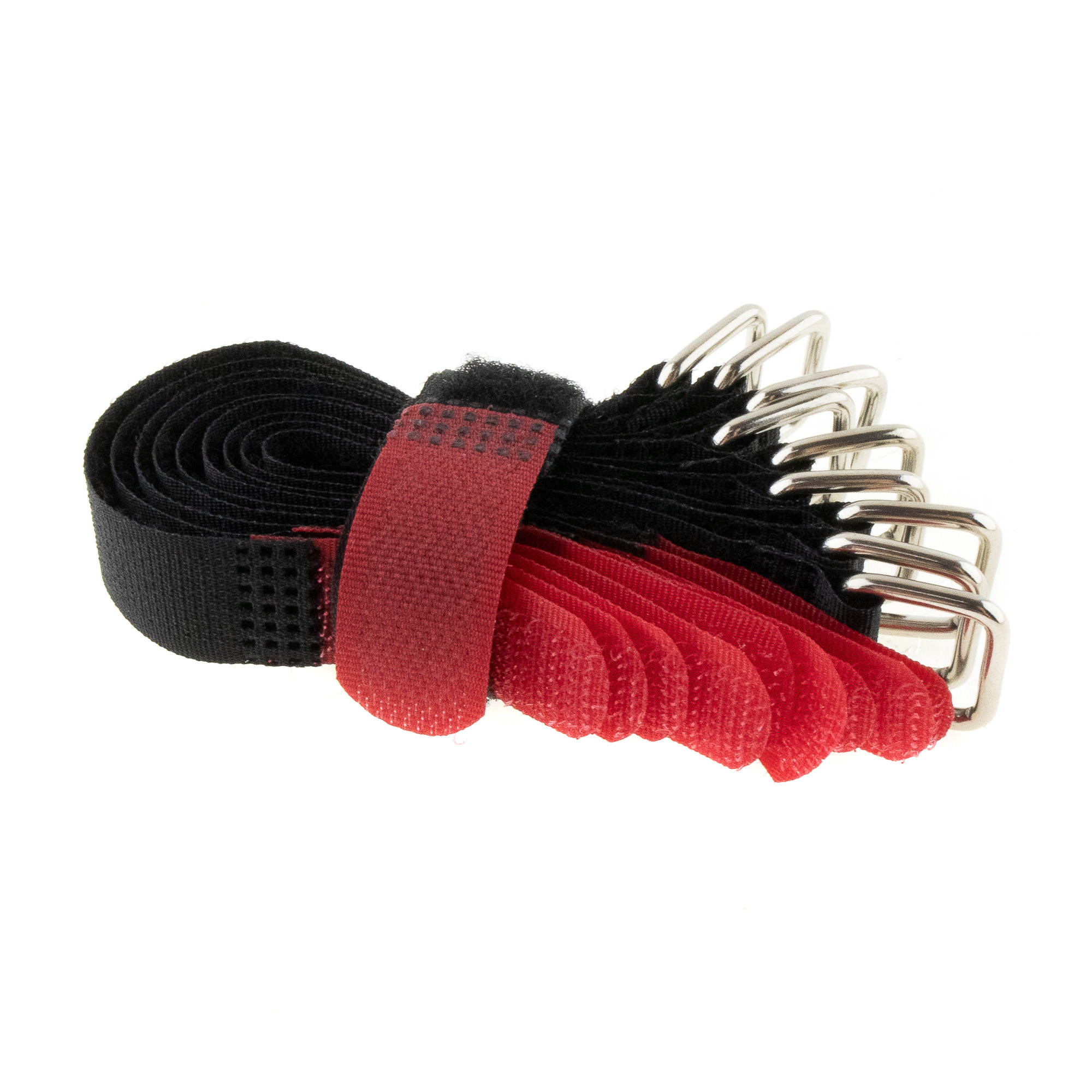Hook-and-loop strap 150x16, black/red, crossed, 10PCS