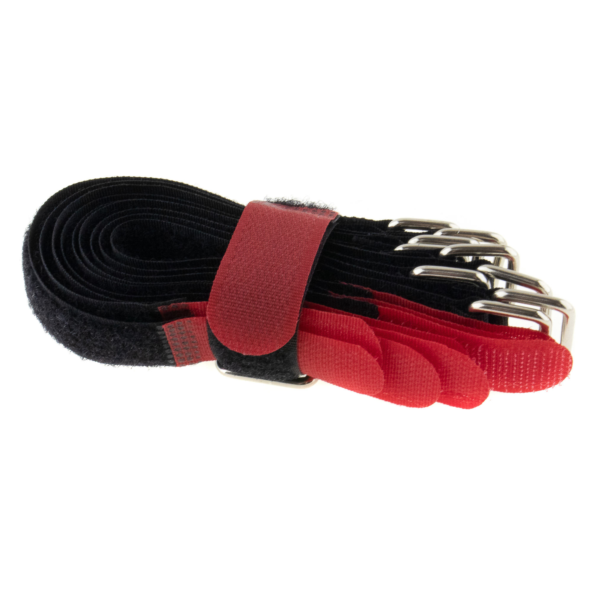 Hook-and-loop strap 200x20, black/red, crossed, 10PCS