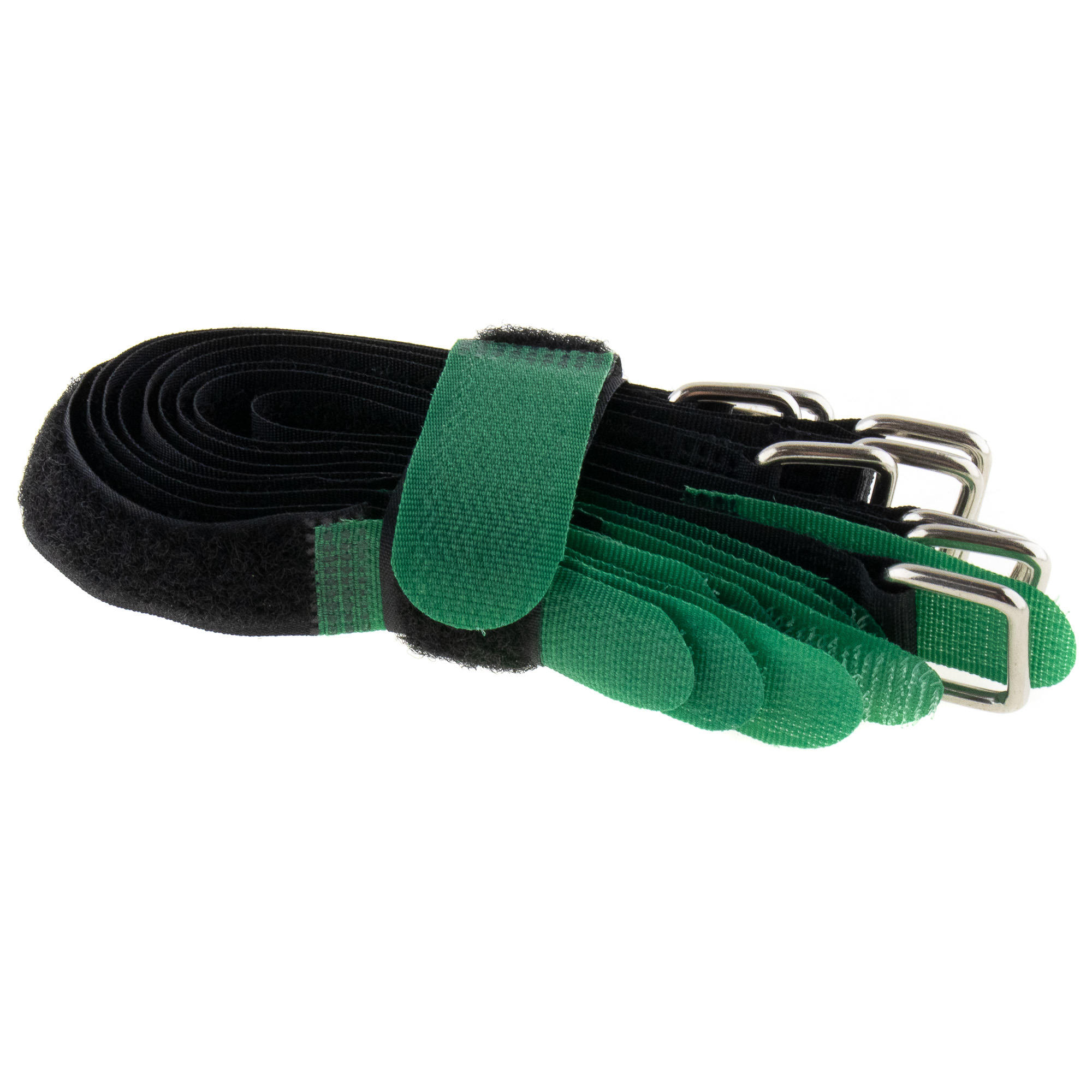 Hook-and-loop strap 200x20, black/green, crossed, 10PCS