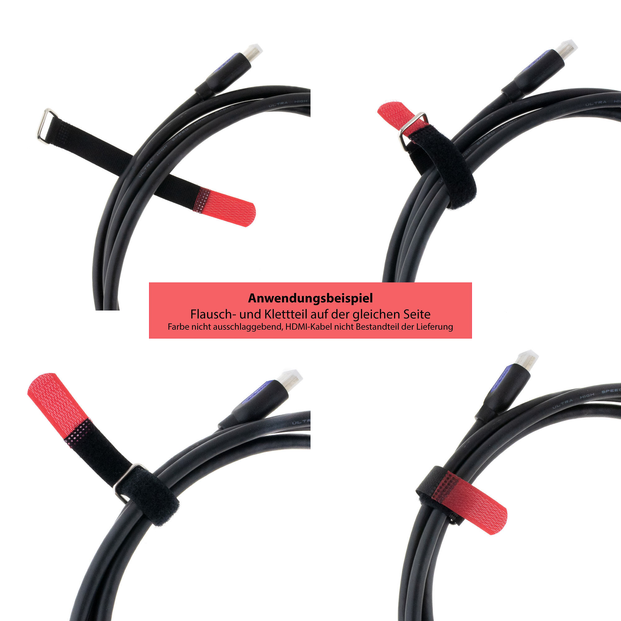 Hook-and-loop strap 300x20, black, 10PCS