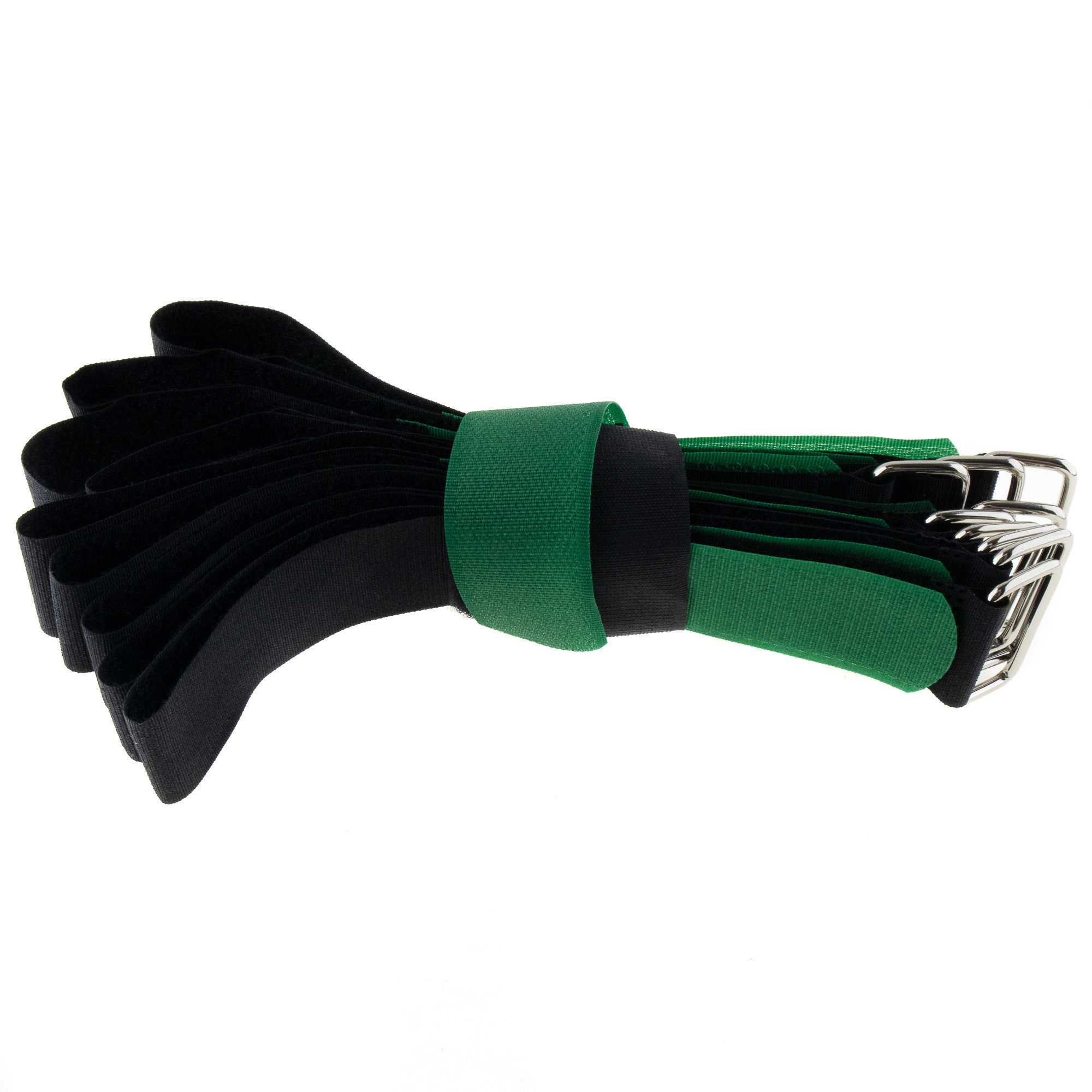 Hook-and-loop strap 400x30, black/green, 10PCS