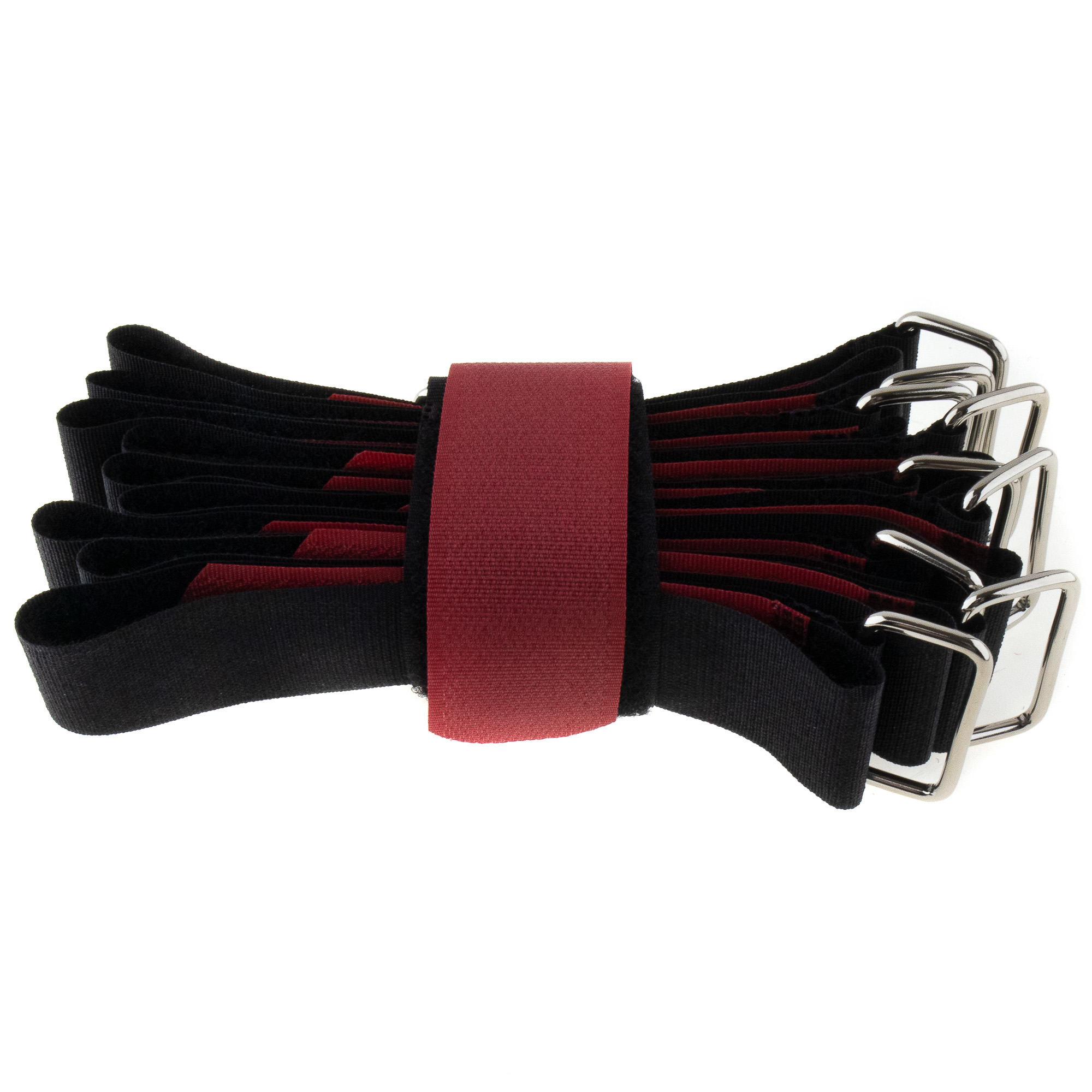 Hook-and-loop strap 400x30, black/red, crossed, 10PCS