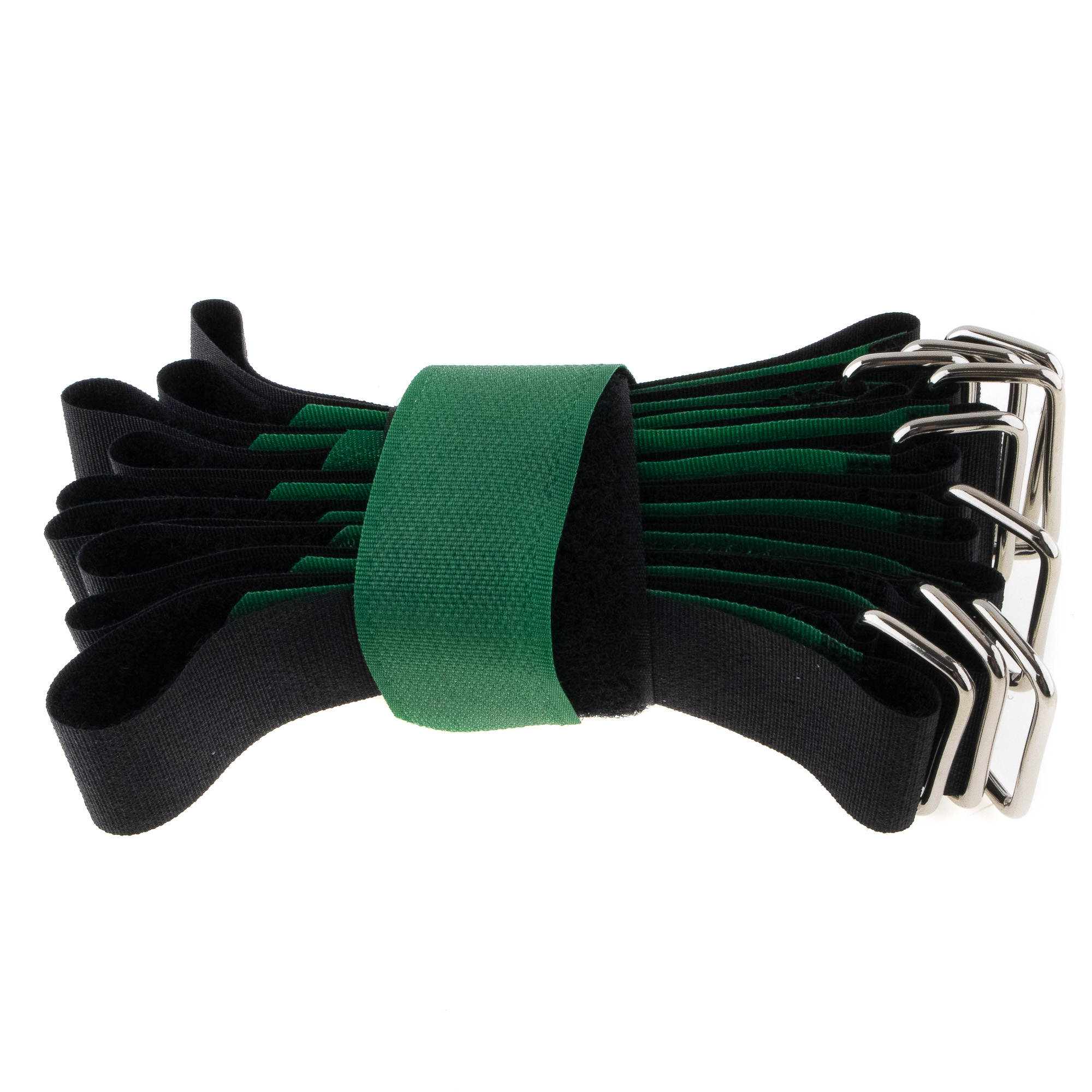 Hook-and-loop strap 400x30, black/green, crossed, 10PCS