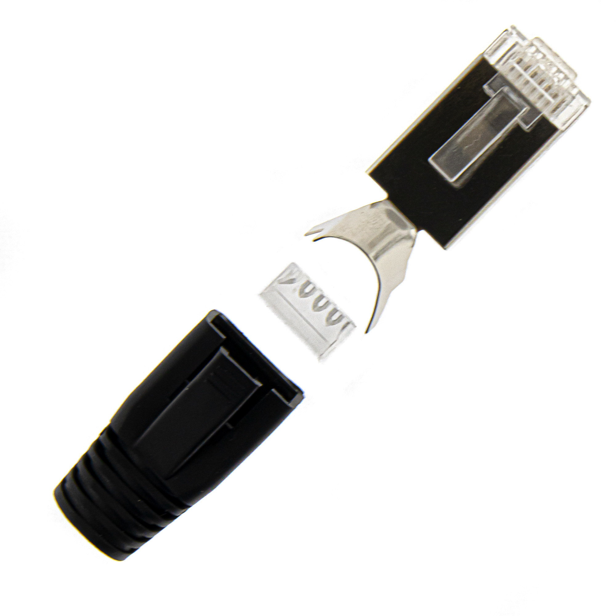 RJ45 connector + insertion aid + plug cap 10PCS - black