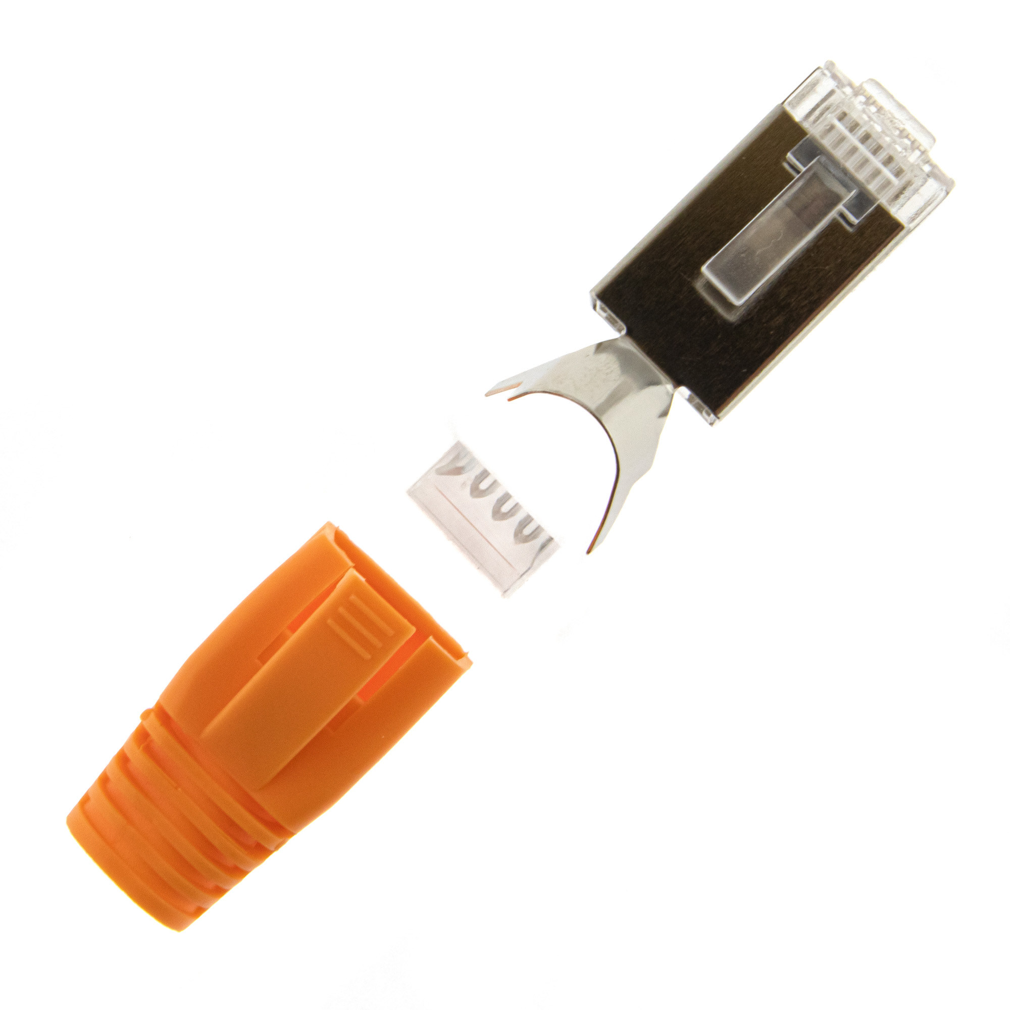 RJ45 connector + insertion aid + plug cap 10PCS - orange