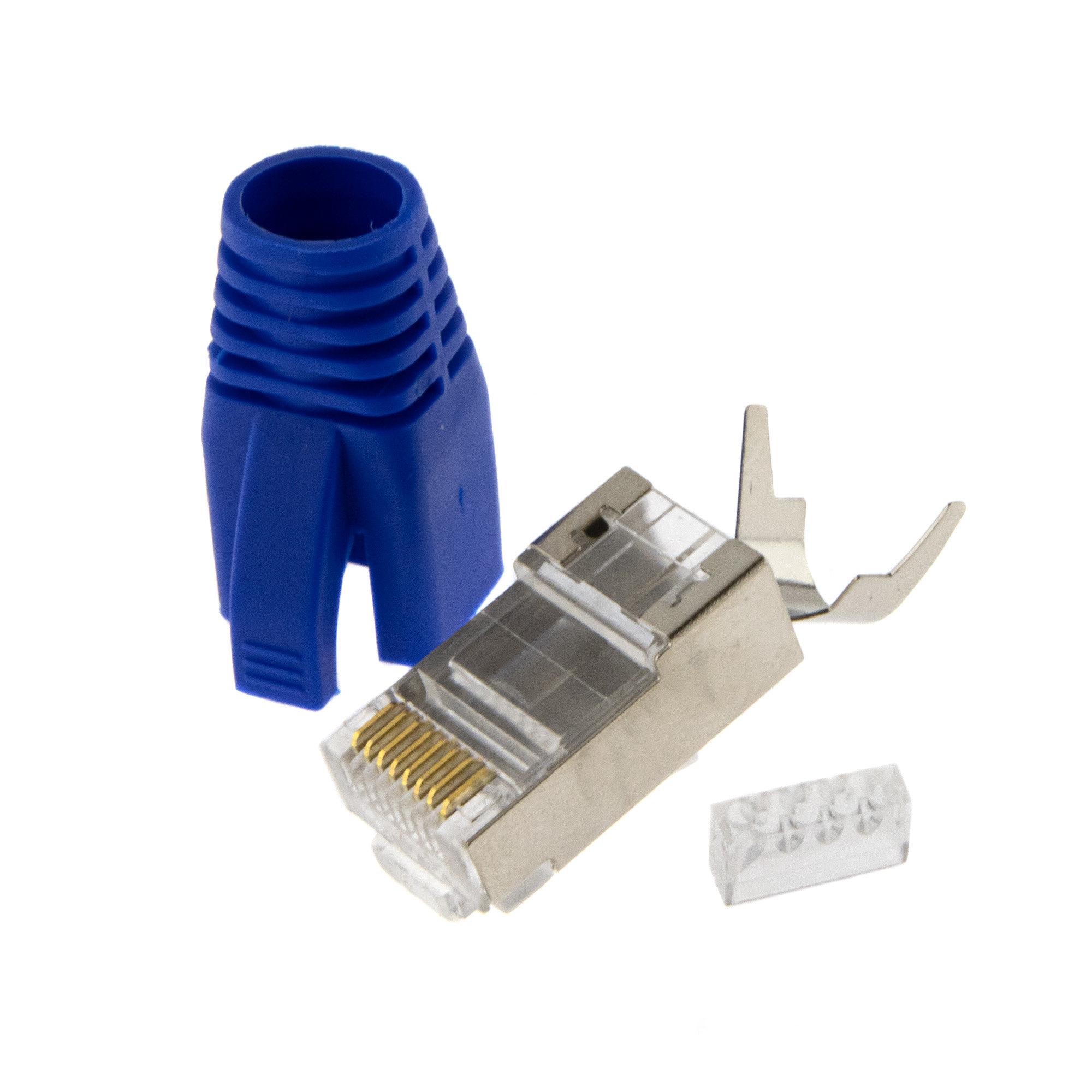 RJ45 connector + insertion aid + plug cap 10PCS - blue